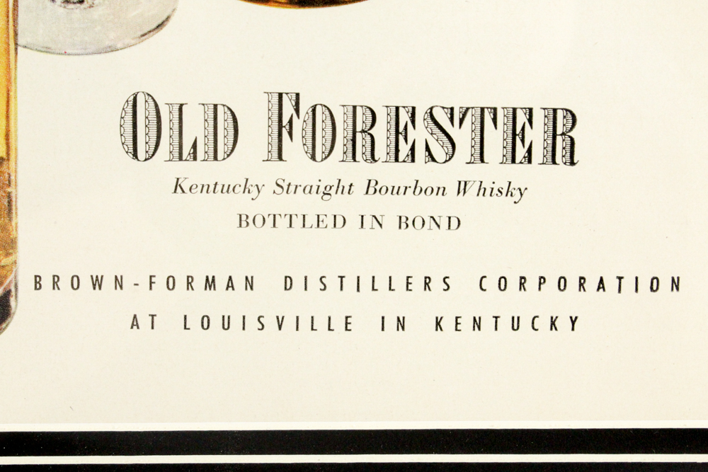 1943 Framed "Old Forester" Bourbon Whiskey Advertisement