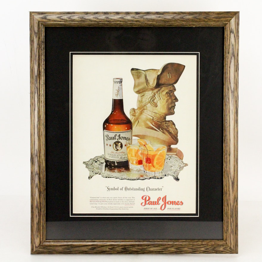 1942 Framed "Paul Jones" Whiskey Advertisement