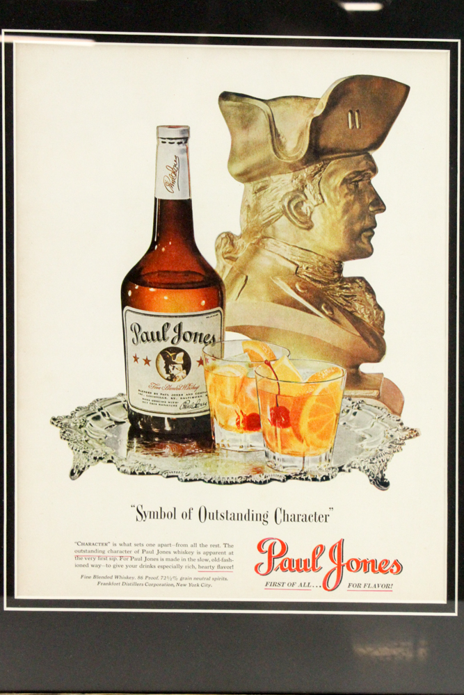 1942 Framed "Paul Jones" Whiskey Advertisement