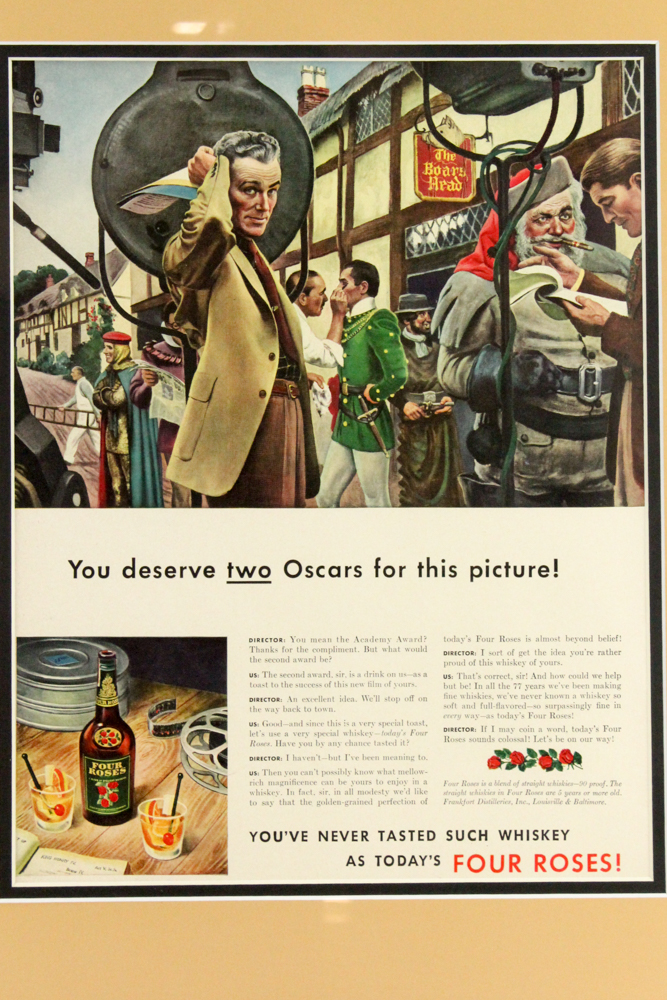 1947 Framed "Four Roses" Bourbon Whiskey Advertisement
