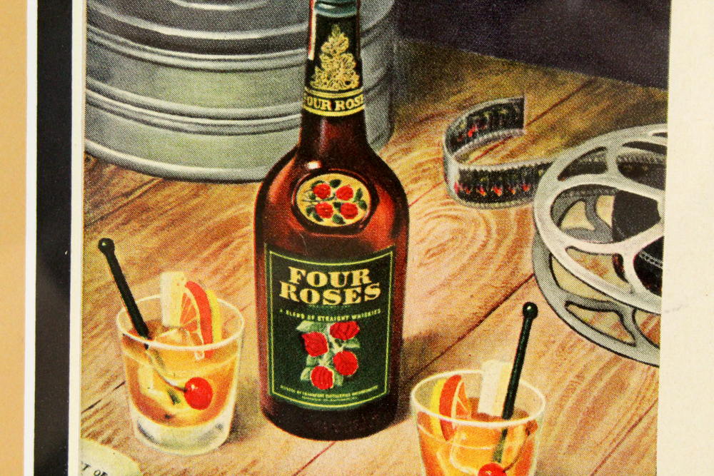1947 Framed "Four Roses" Bourbon Whiskey Advertisement