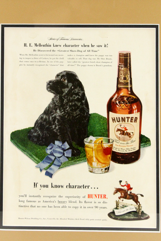 1946 Framed "Hunter" Blended Whiskey Advertisement