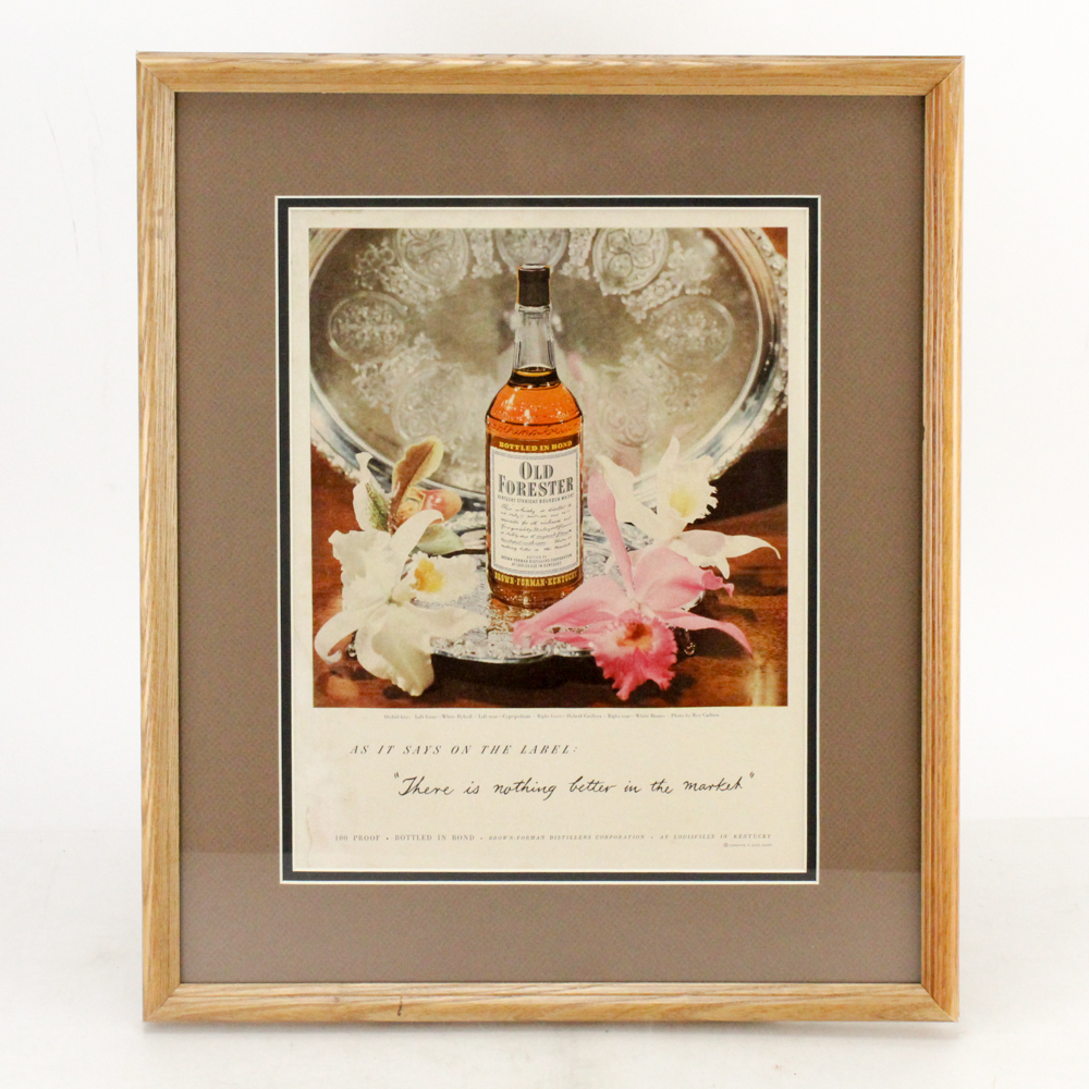 1949 Framed "Old Forester" Bourbon Whiskey Advertisement