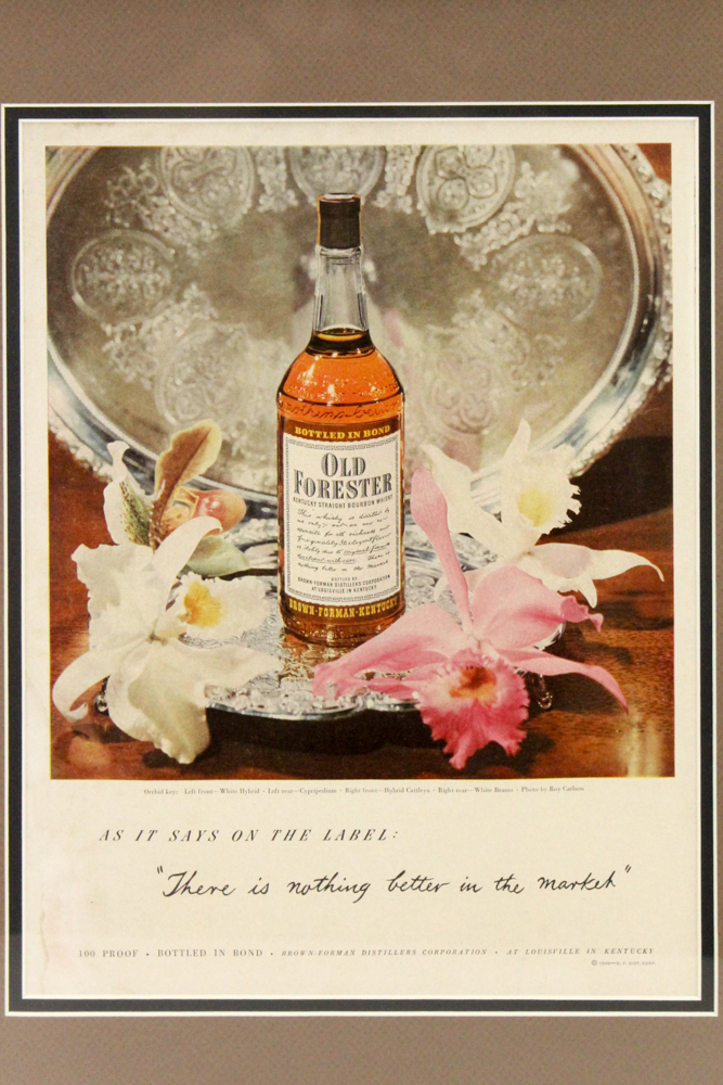 1949 Framed "Old Forester" Bourbon Whiskey Advertisement