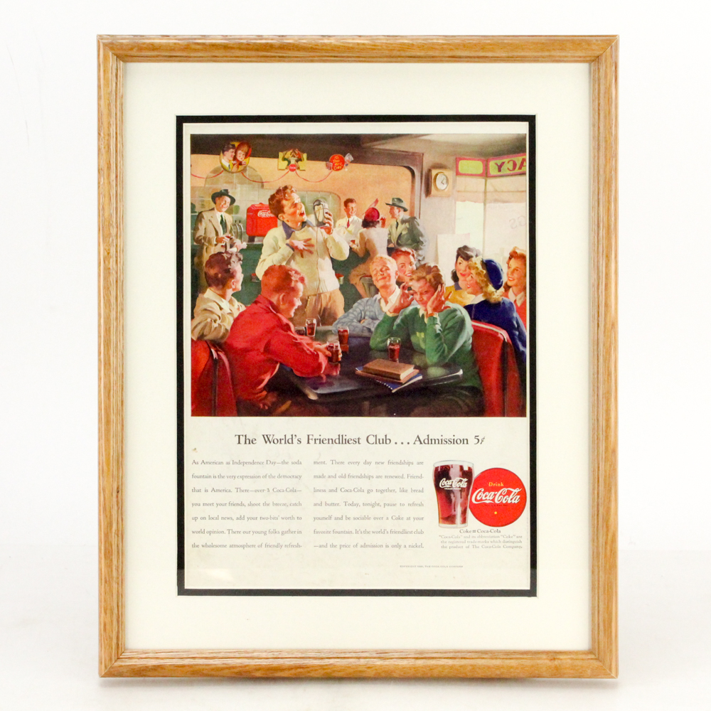 1945 Framed Original "Coca-Cola" Advertisement