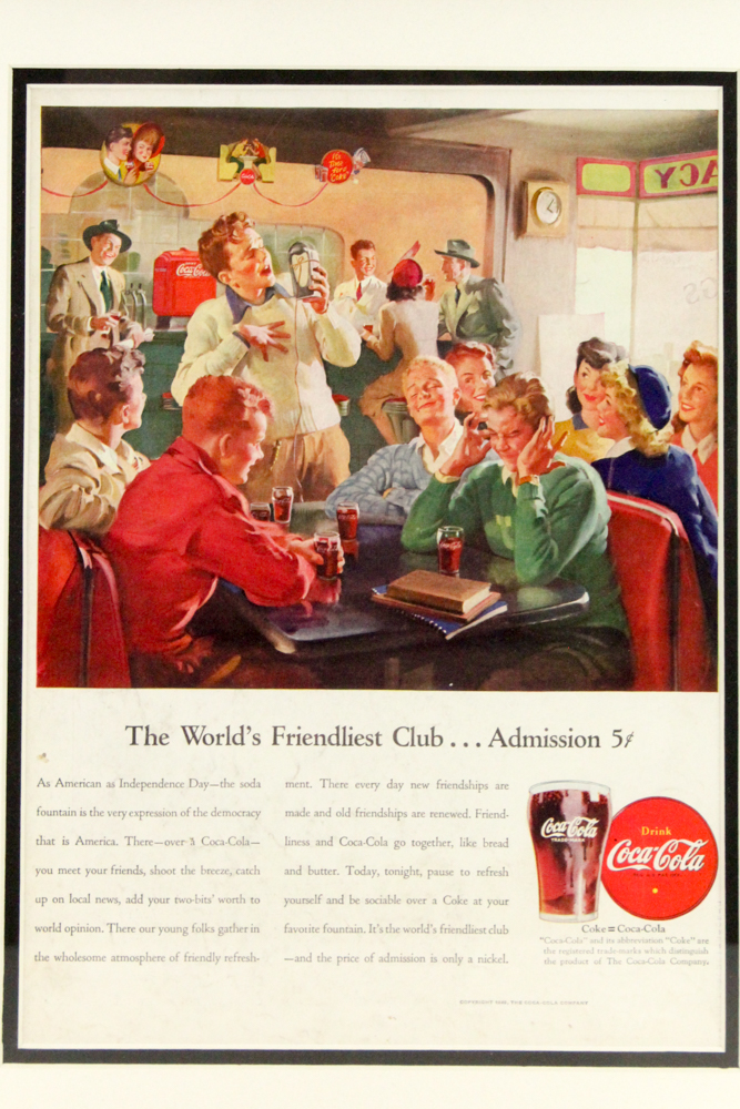 1945 Framed Original "Coca-Cola" Advertisement