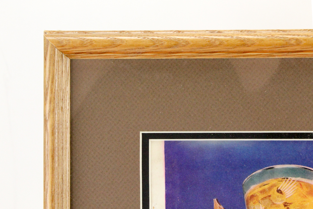 1945 Framed Original "Three Feathers" Blended Whiskey Advertisement