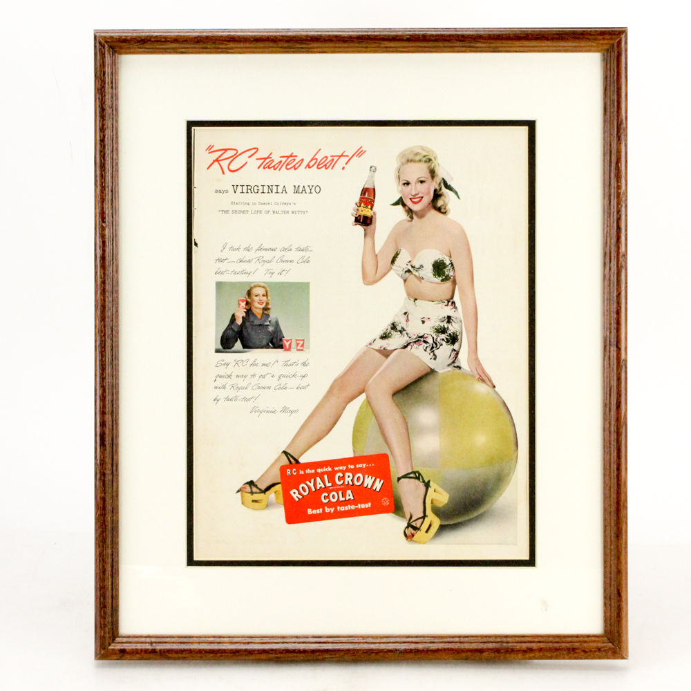 Vintage Advertisement for "Royal Crown Cola" Featuring Virginia Mayo