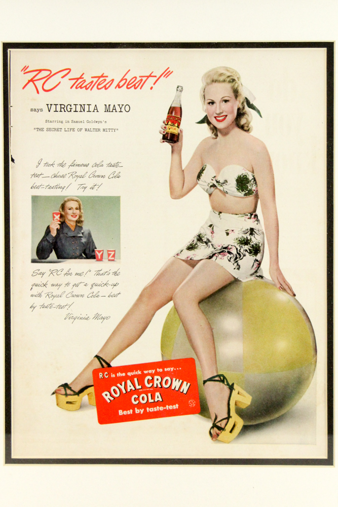Vintage Advertisement for "Royal Crown Cola" Featuring Virginia Mayo
