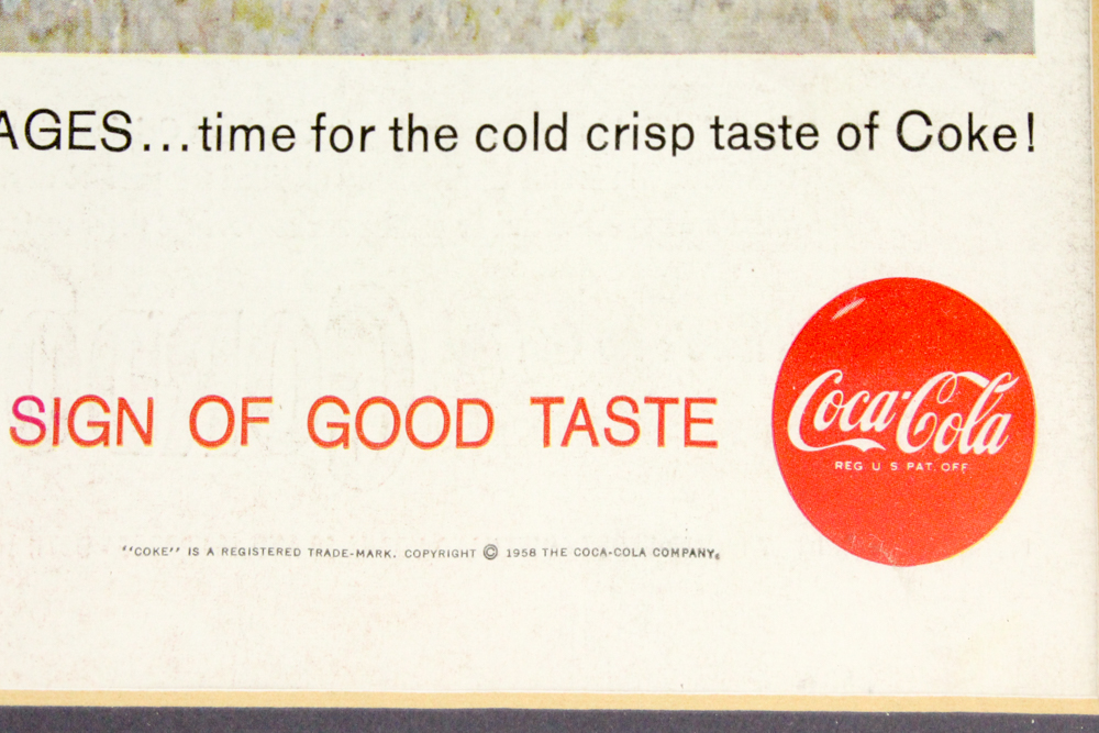 1958 Framed Original "Coca-Cola" Advertisement