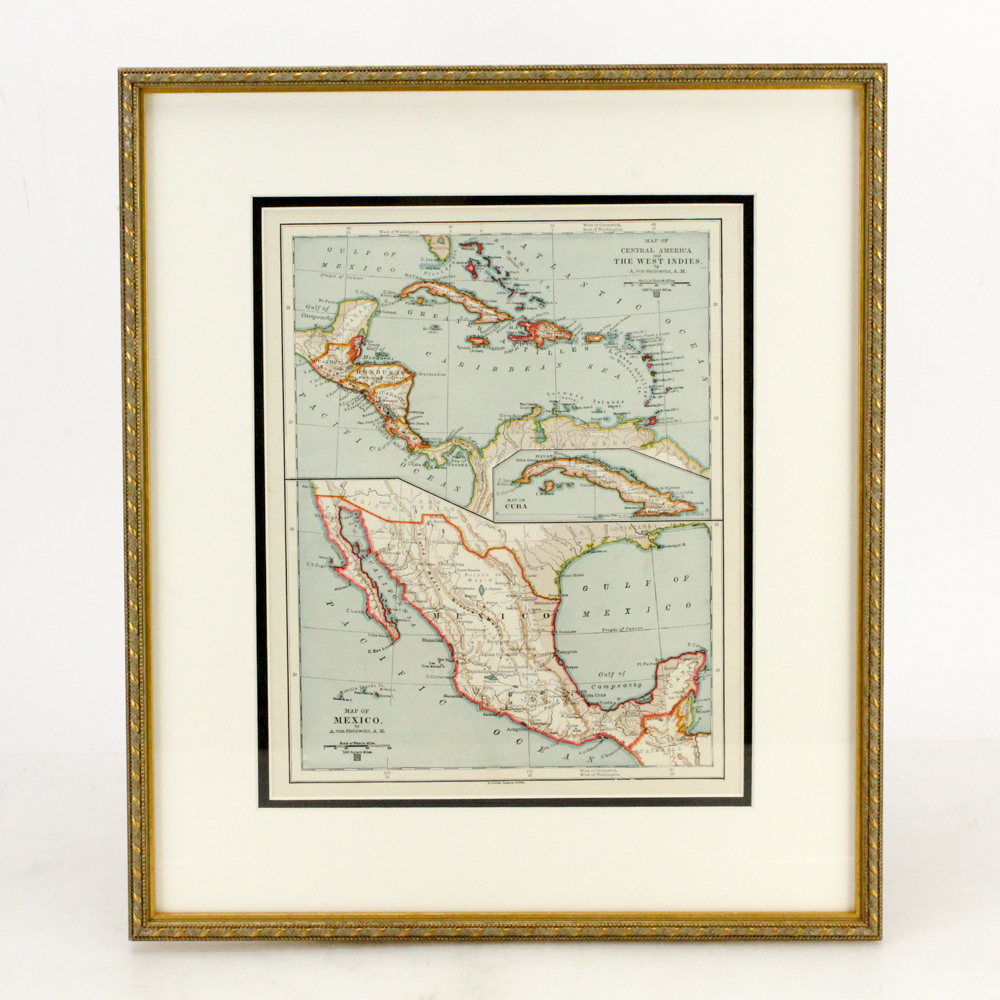 1872 Map of The West Indies and Central America After Adolph von Steinwehr