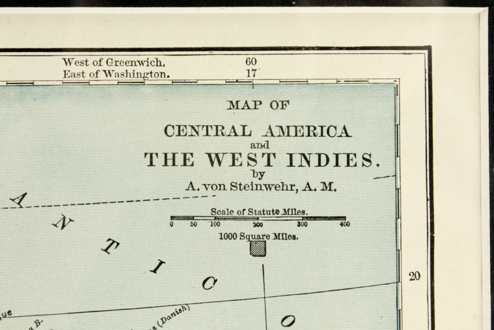 1872 Map of The West Indies and Central America After Adolph von Steinwehr
