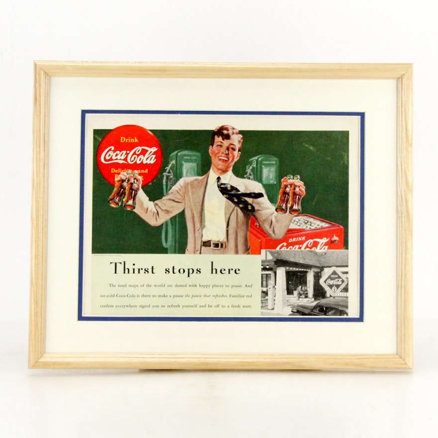 1938 Framed Original "Coca-Cola" Advertisement