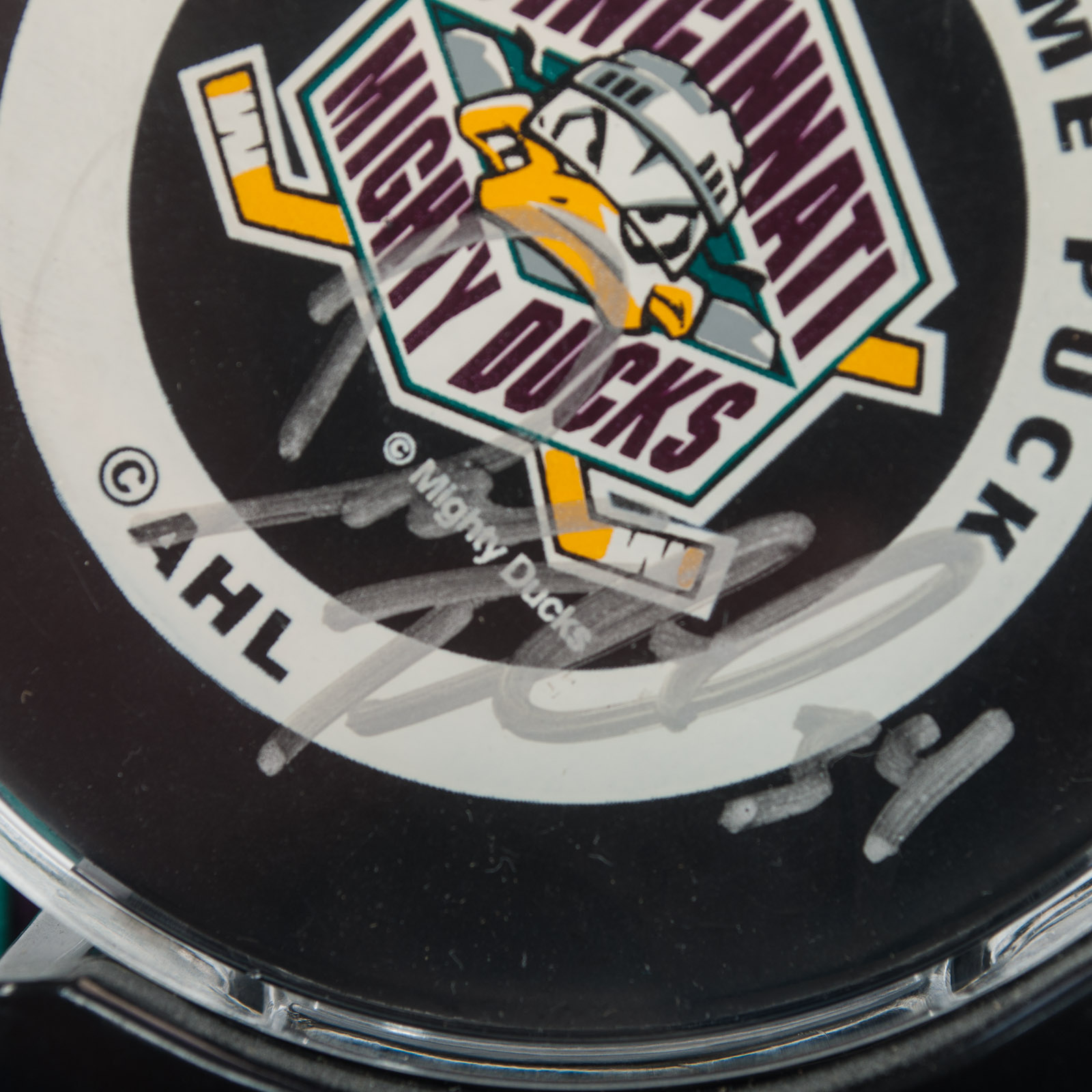 Dan Trebil Signed Mighty Ducks Jersey and Hockey Puck