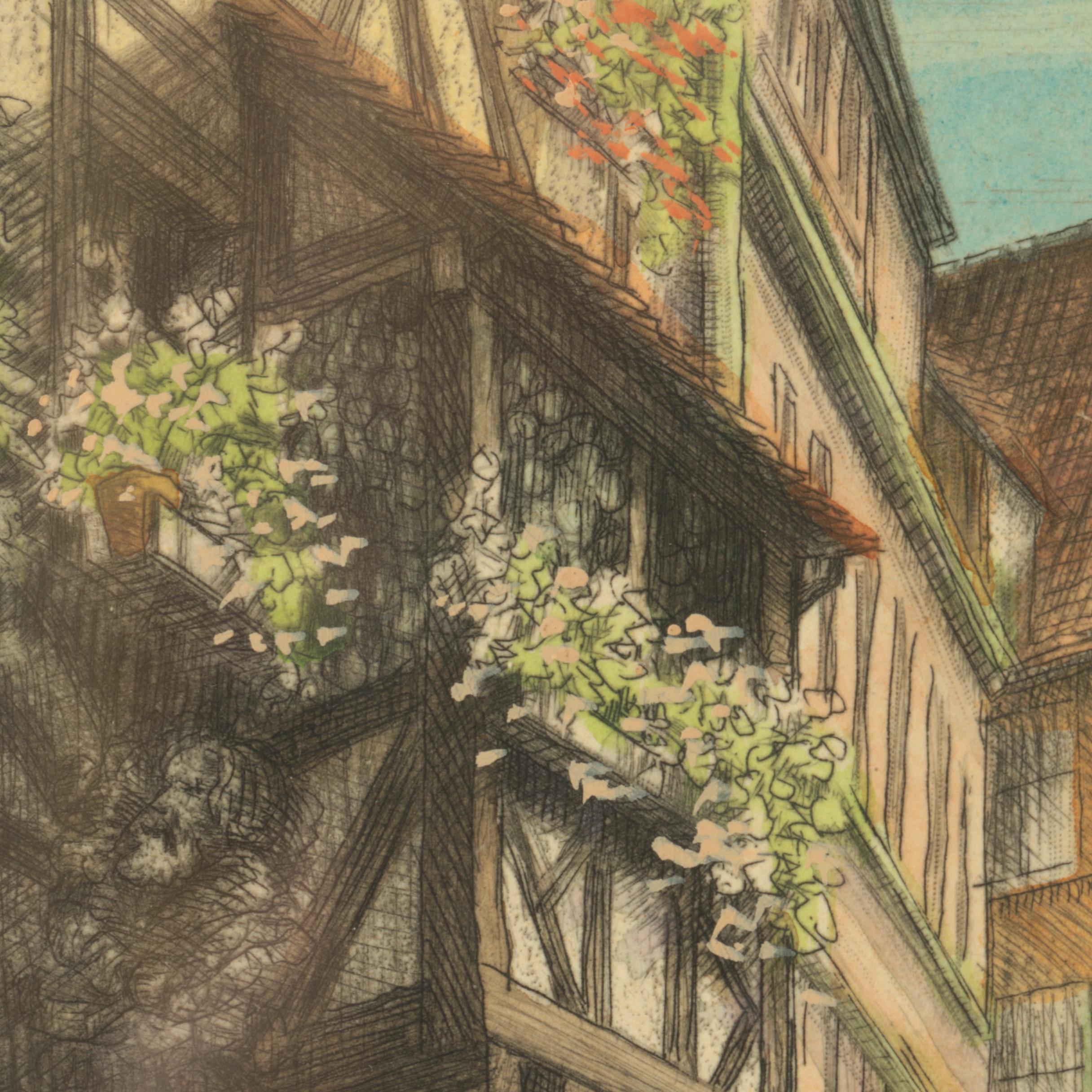 Signed Hand Colored Etching "Nürnberg Hans Sachs - Haus"