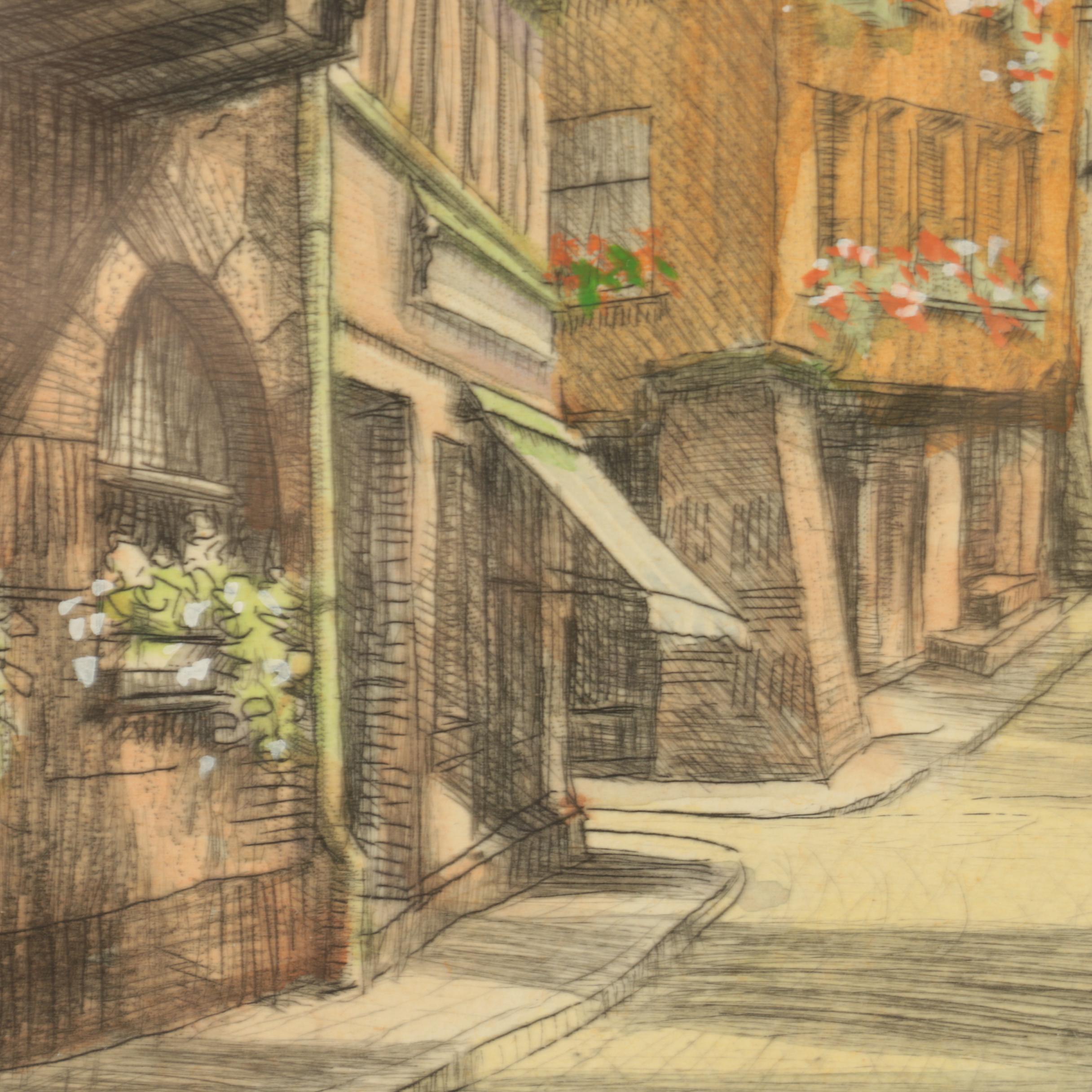 Signed Hand Colored Etching "Nürnberg Hans Sachs - Haus"