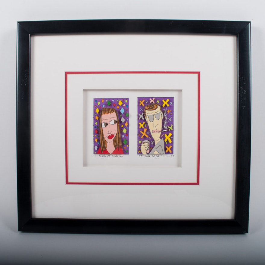 James Rizzi Three- Dimensional Lithograph "Here's Looking At You Babe"
