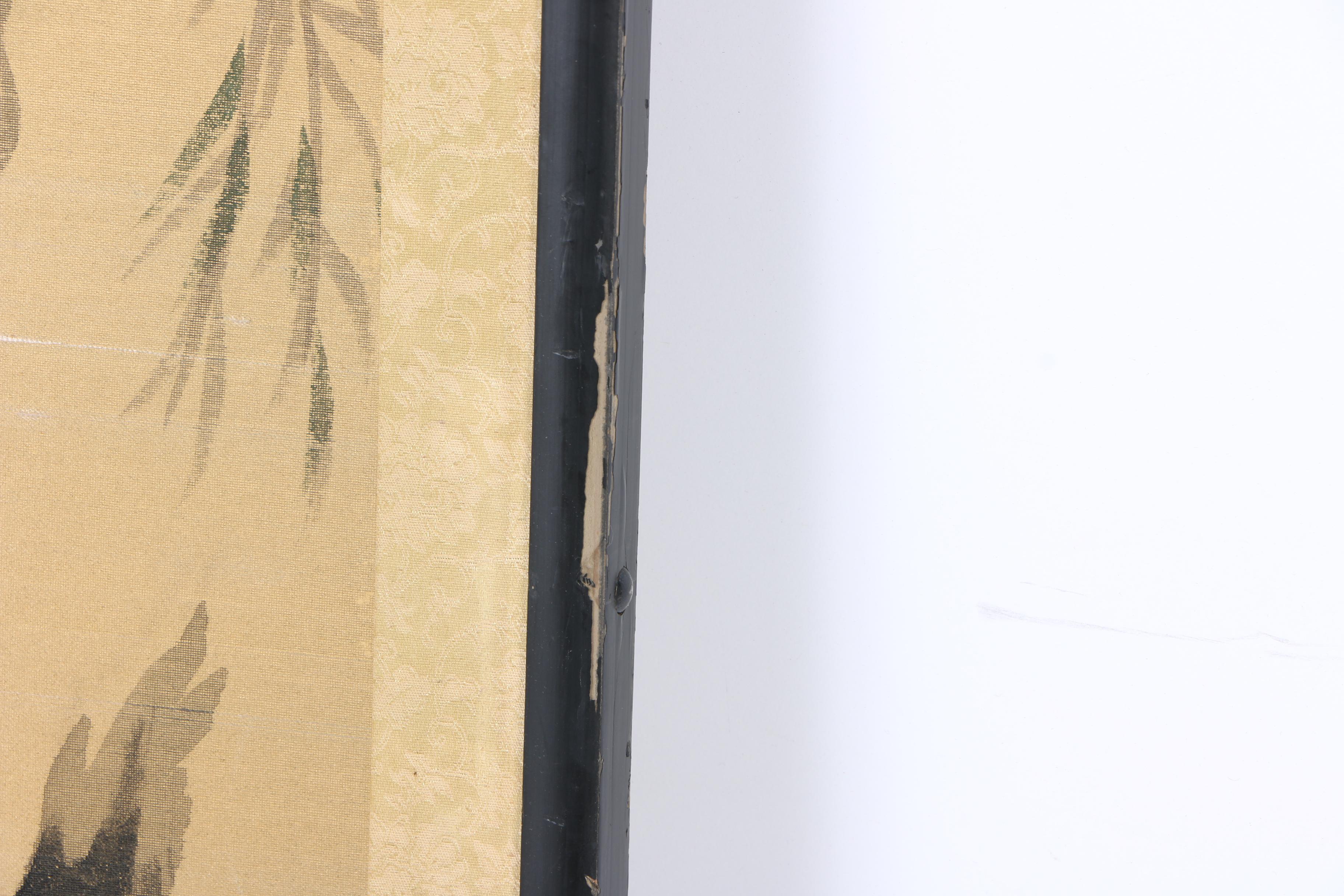 Japanese Watercolor and Gouache Painting on Silk of an Egret