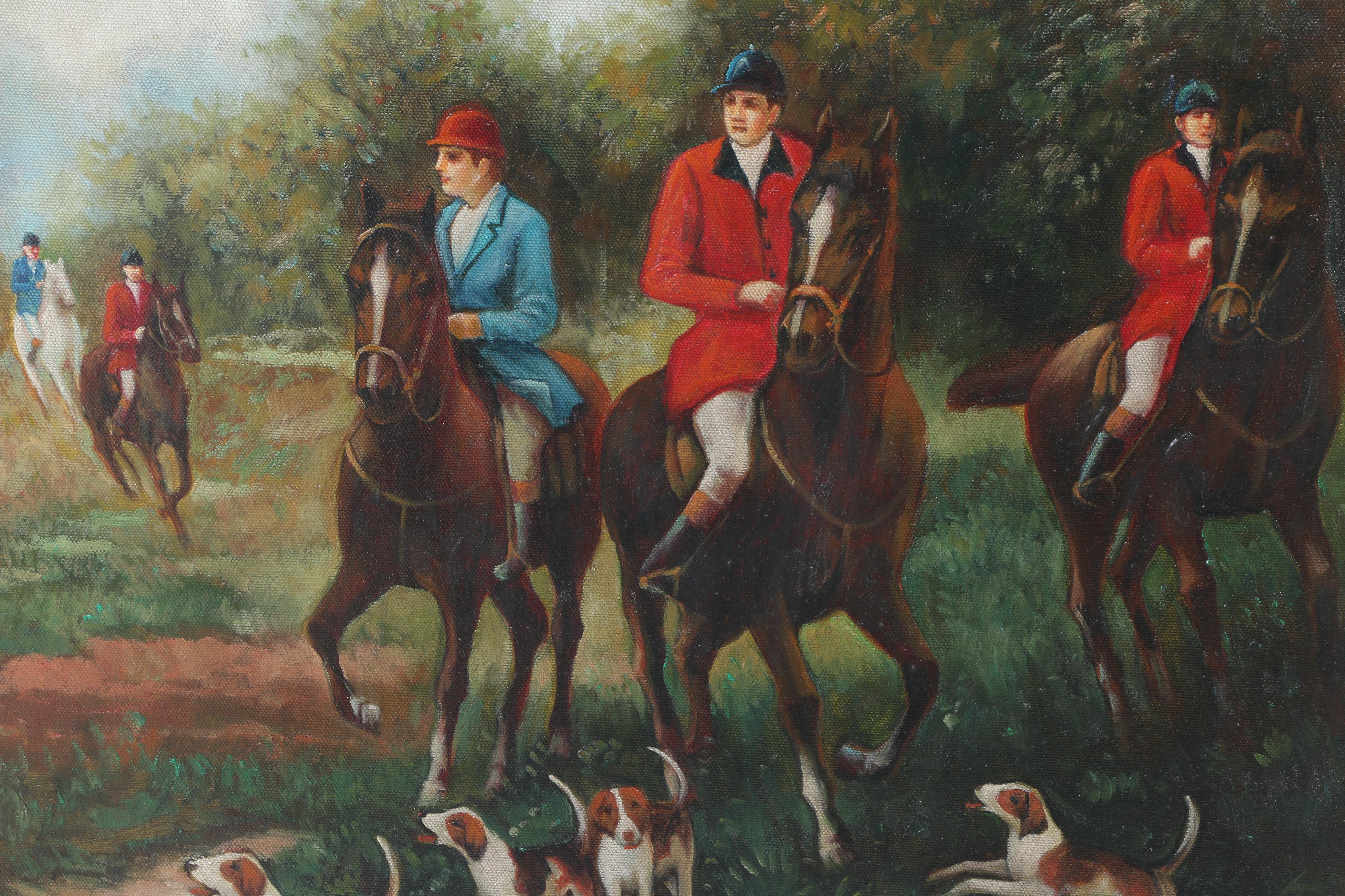 Oil Painting on Canvas Hunting Scene