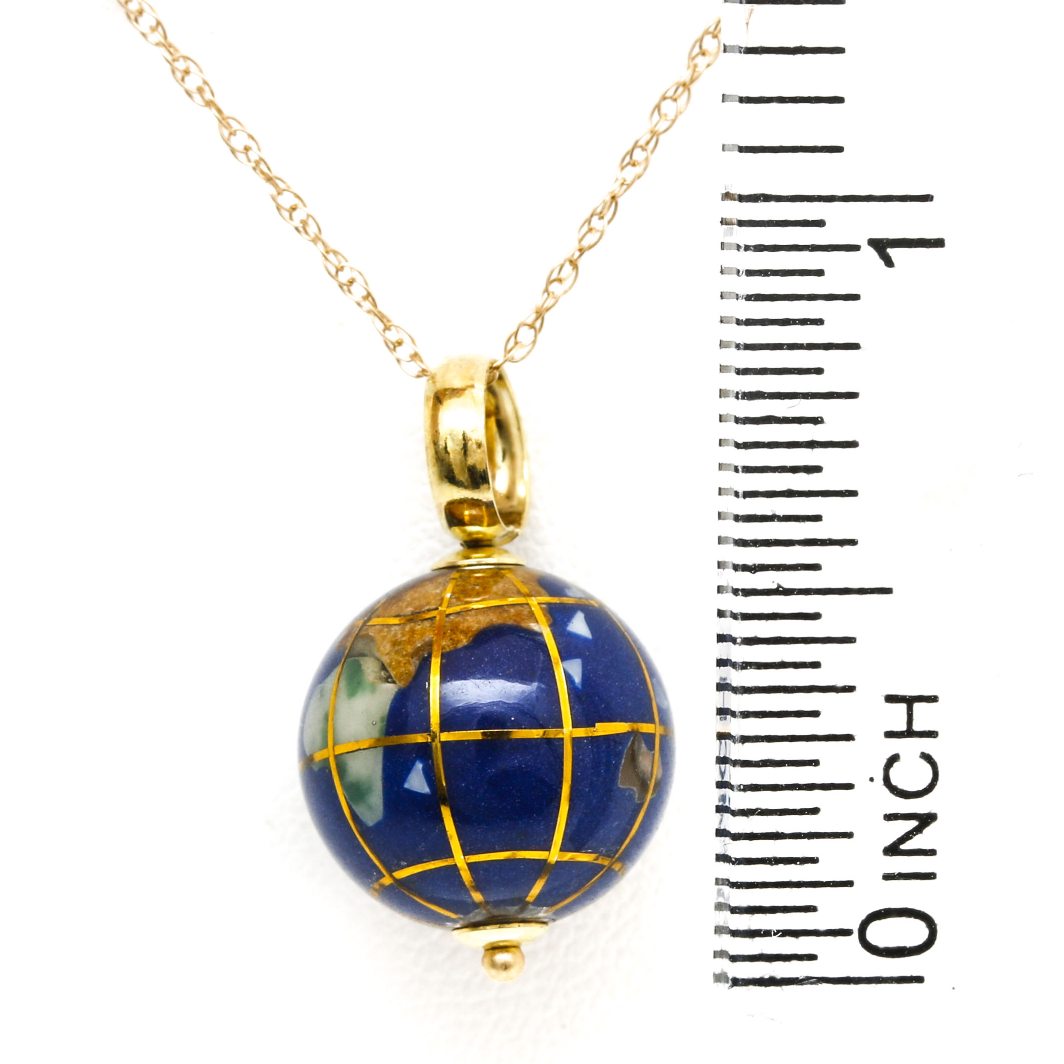14K and 18K Yellow Gold Gemstone Globe Necklace