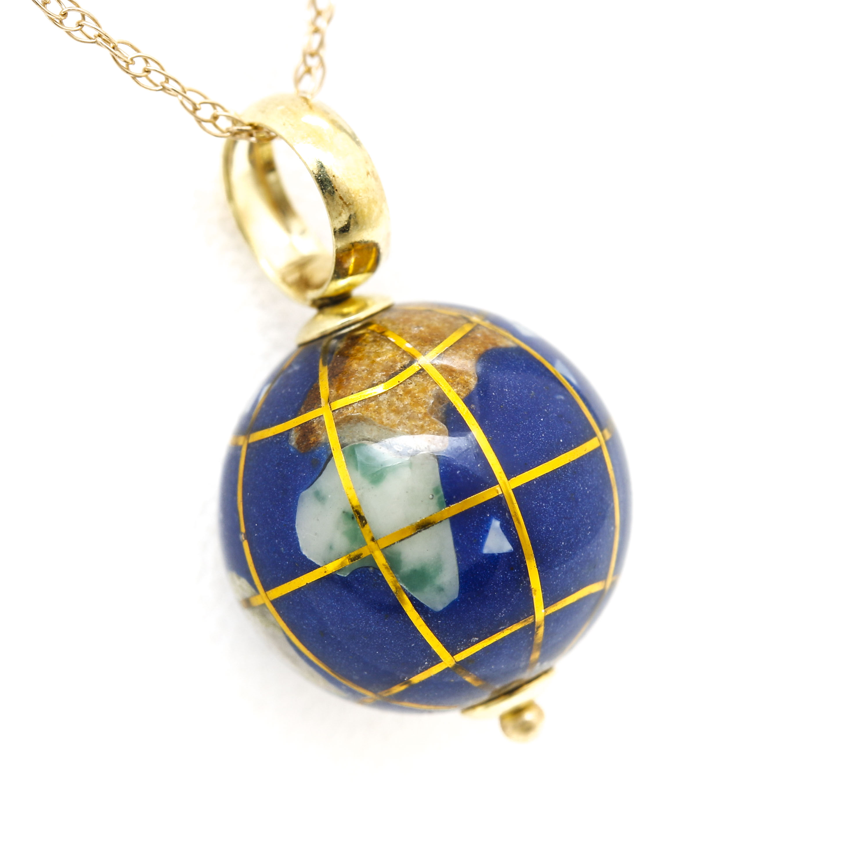 14K and 18K Yellow Gold Gemstone Globe Necklace