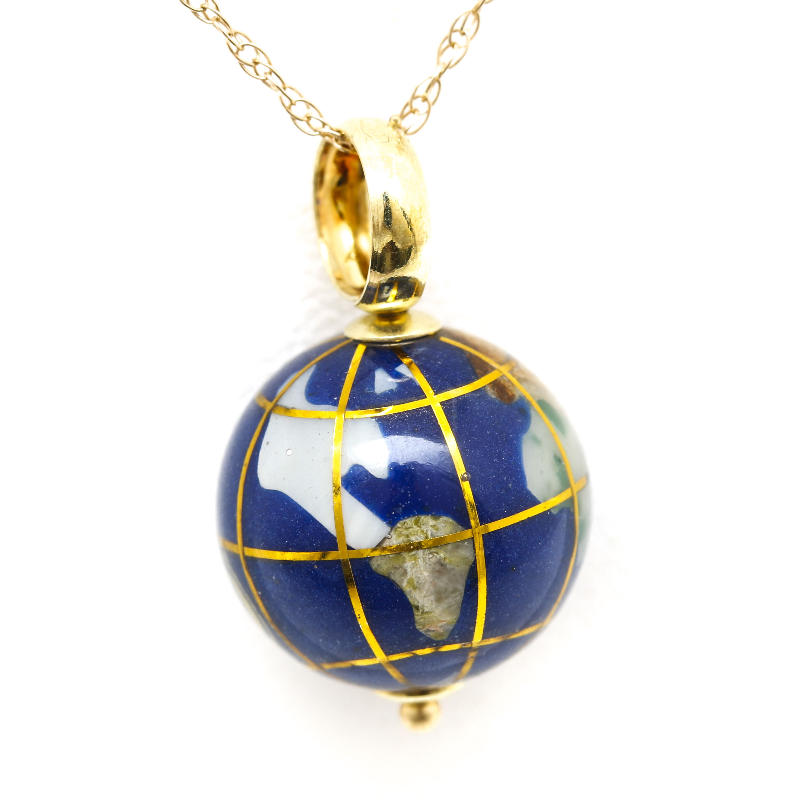14K and 18K Yellow Gold Gemstone Globe Necklace