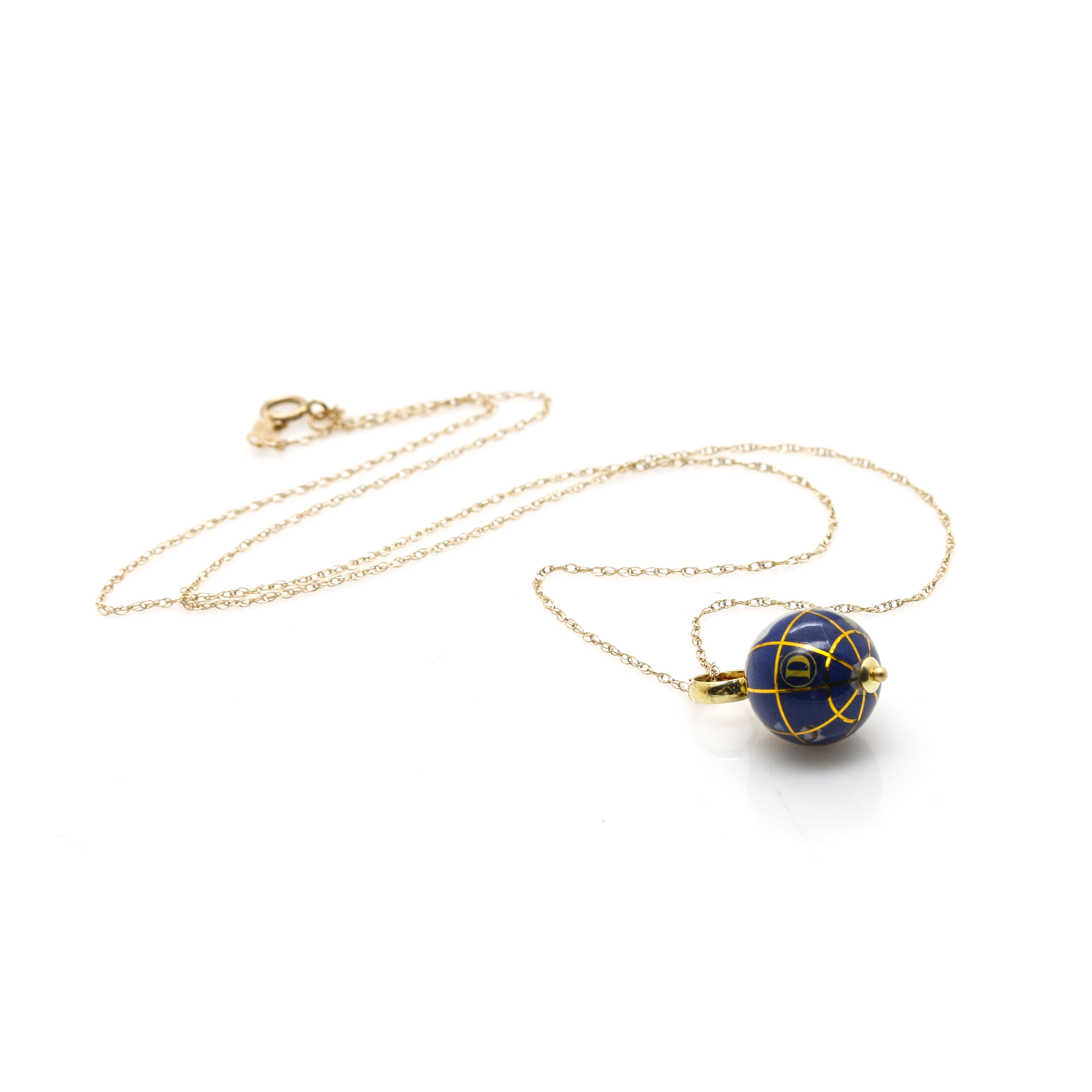 14K and 18K Yellow Gold Gemstone Globe Necklace