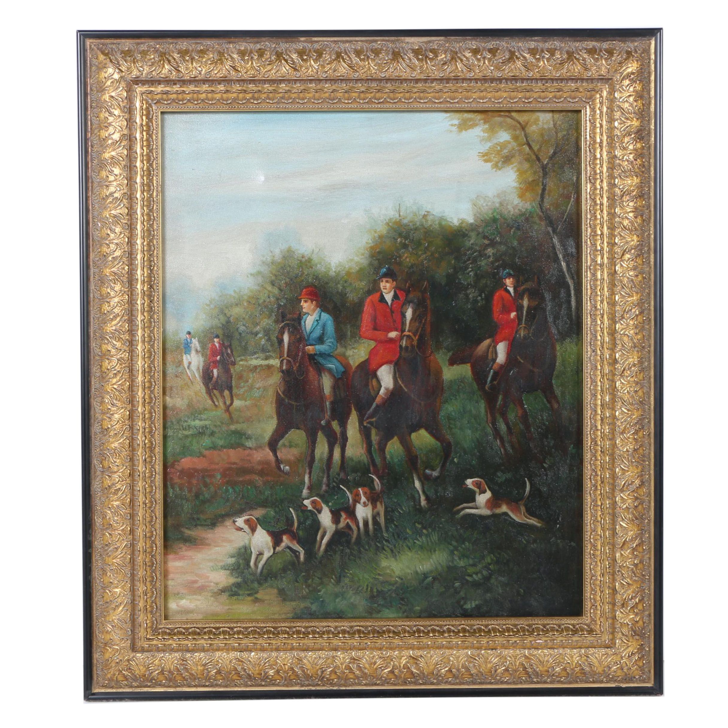 Oil Painting on Canvas Hunting Scene