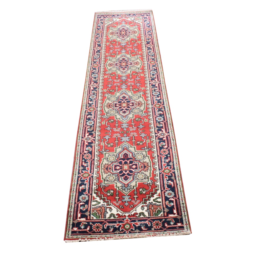 Hand-Knotted Indo-Persian Bakhshayesh Heriz Wool Carpet Runner