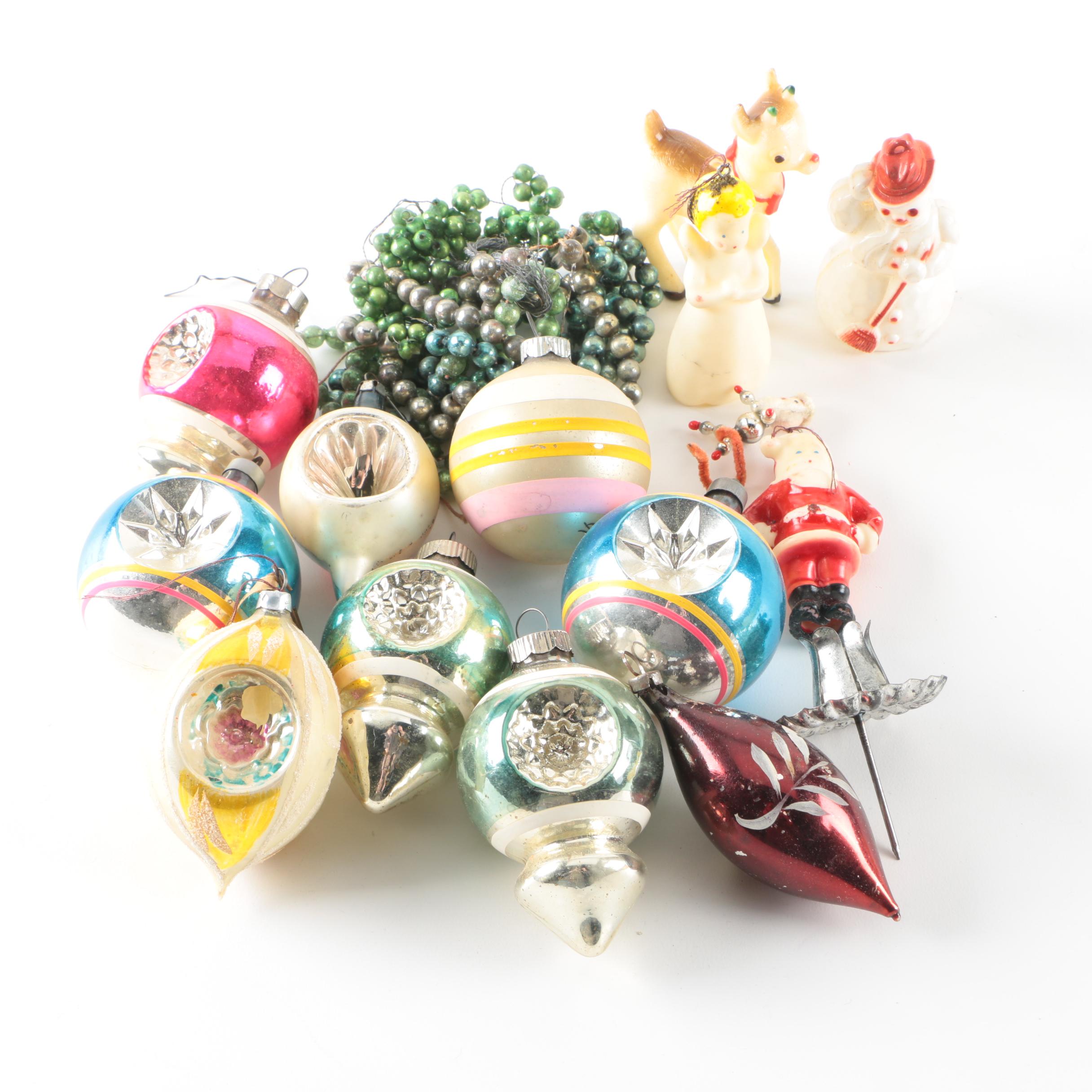 Vintage Mid Century Glass Christmas Ornaments and Decor