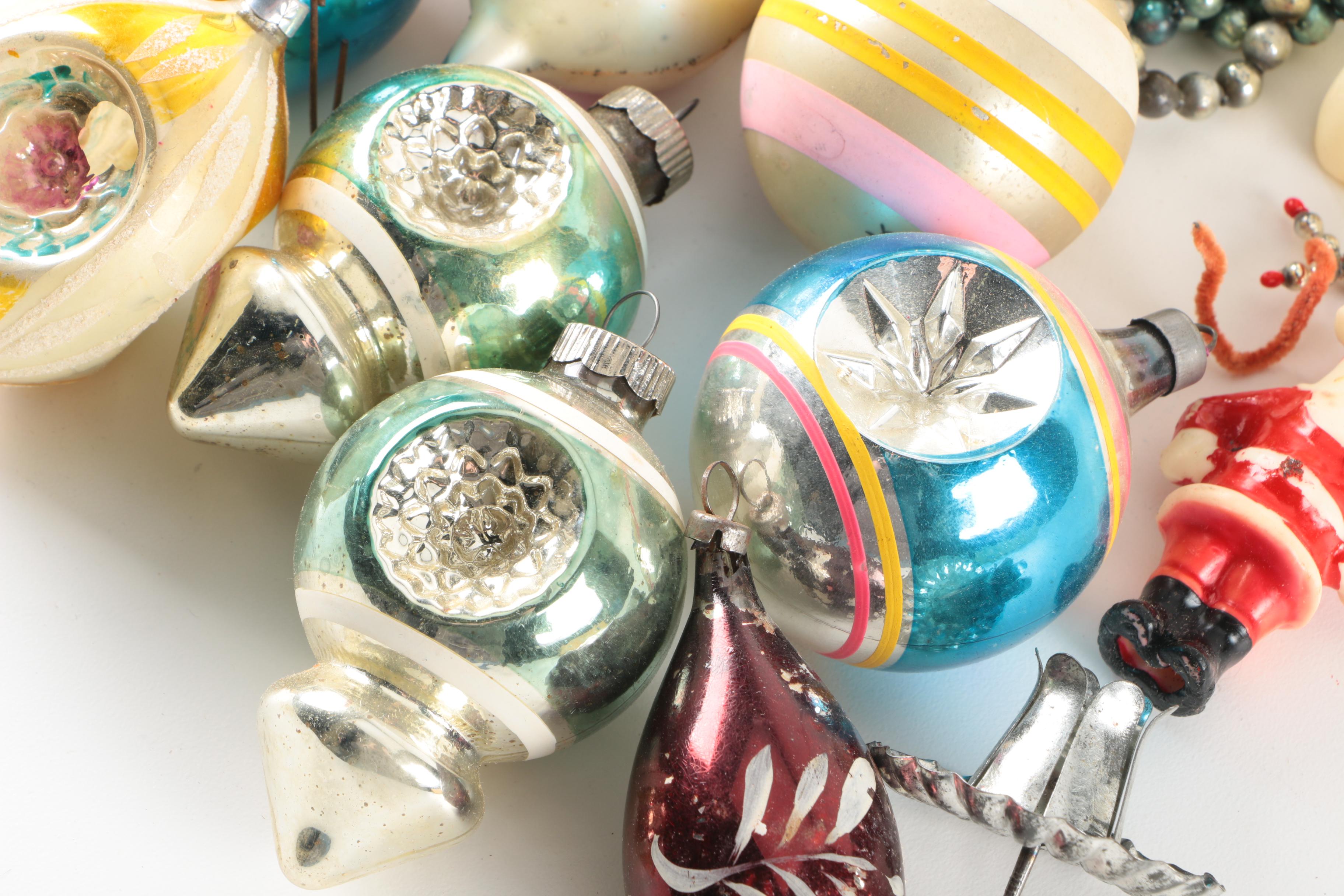 Vintage Mid Century Glass Christmas Ornaments and Decor