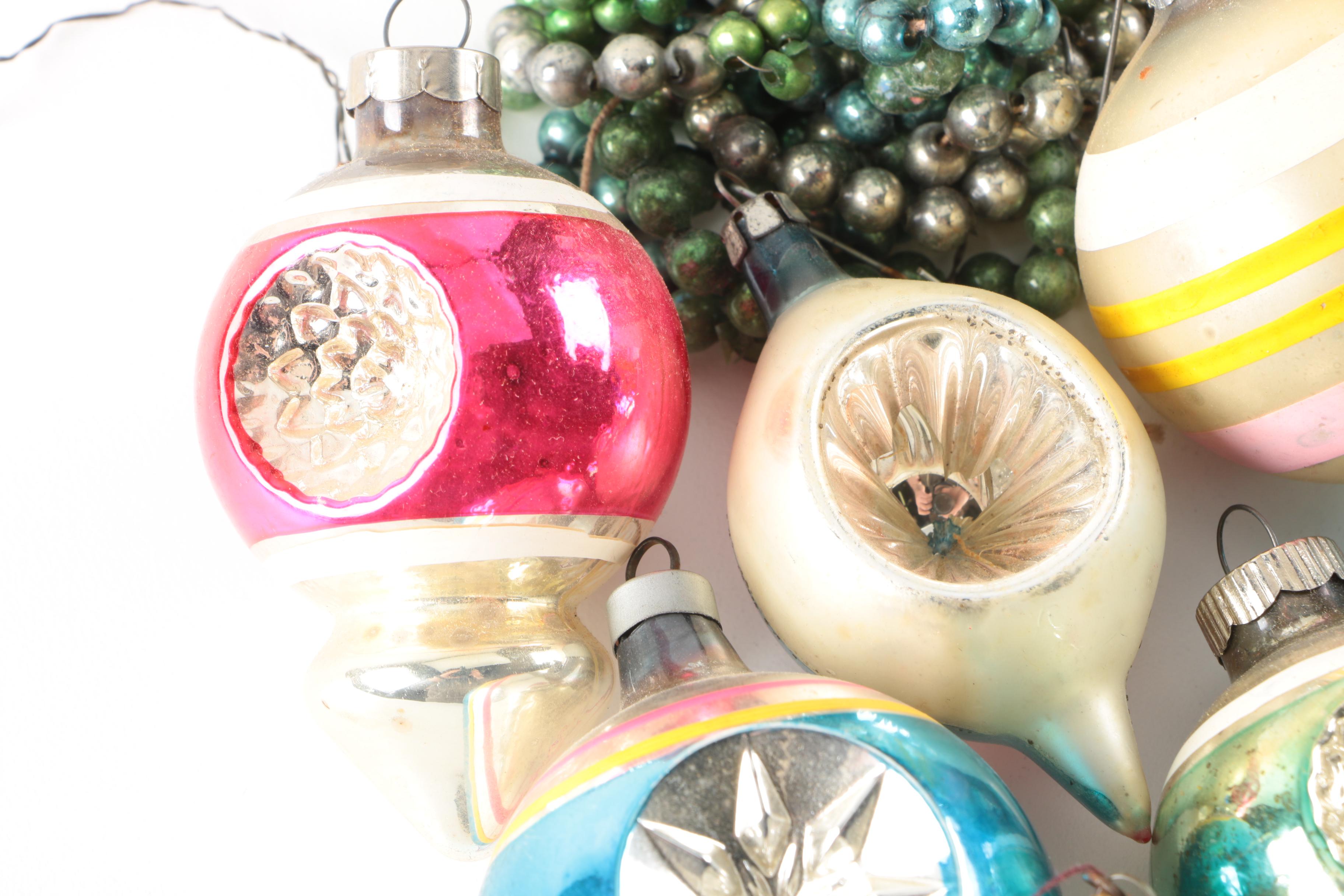 Vintage Mid Century Glass Christmas Ornaments and Decor