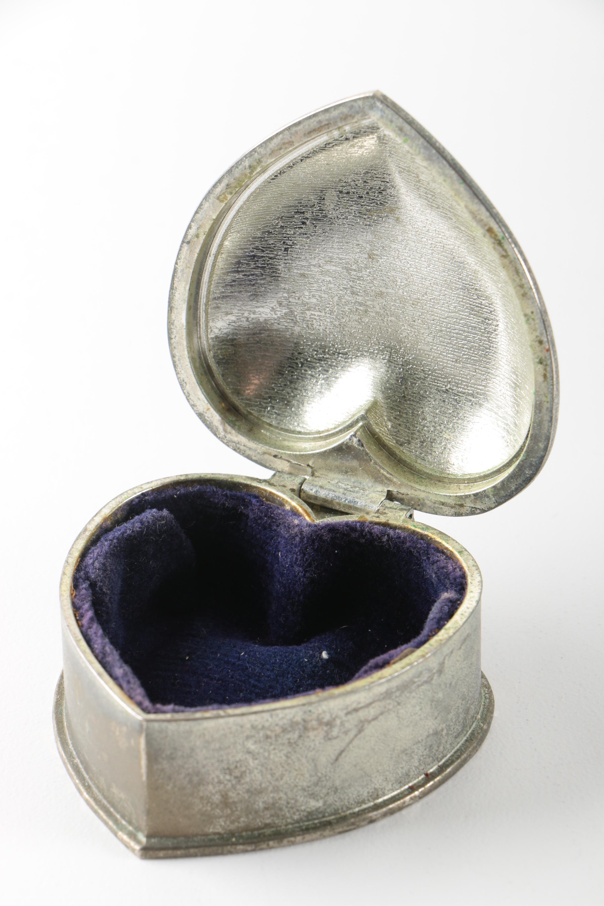 Repoussé  Silver Plate Vanity Set and Silver Tone Beaded Trinket Box