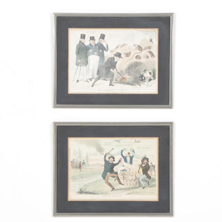 Pair of Hand Colored Lithographs on Paper