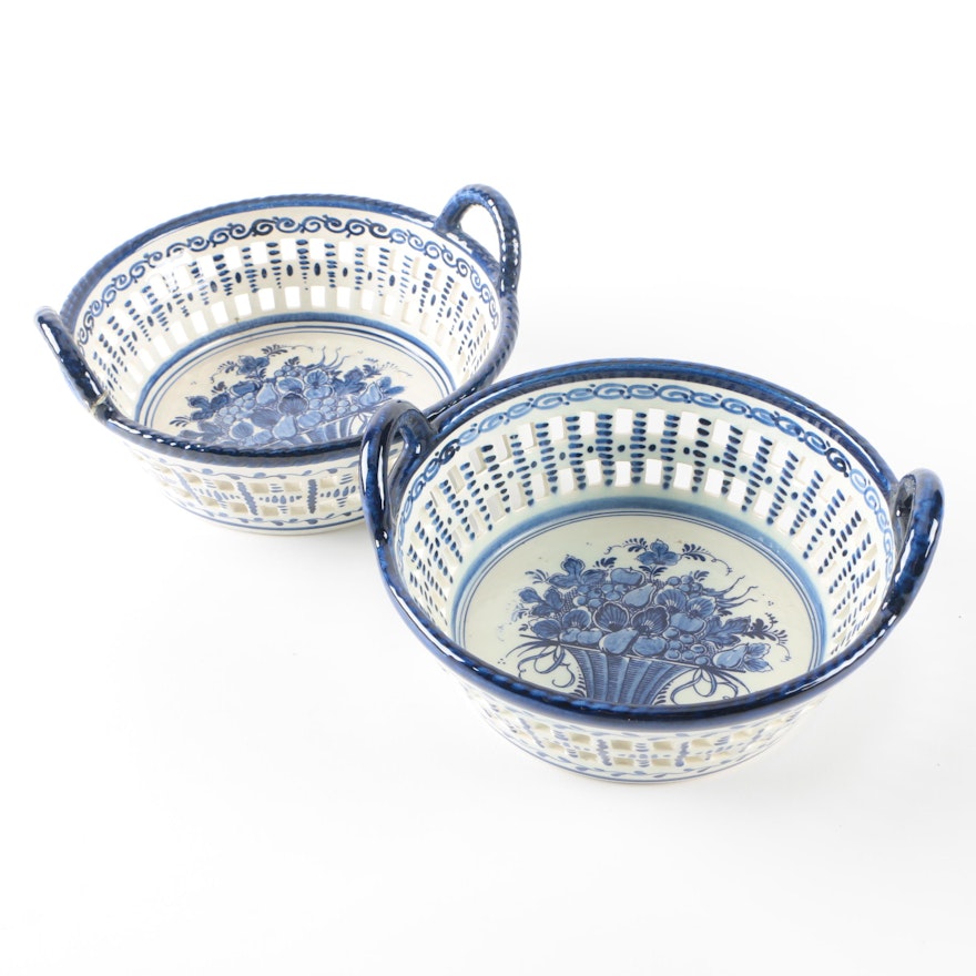 Delft-Blauw Ceramic Basket Set