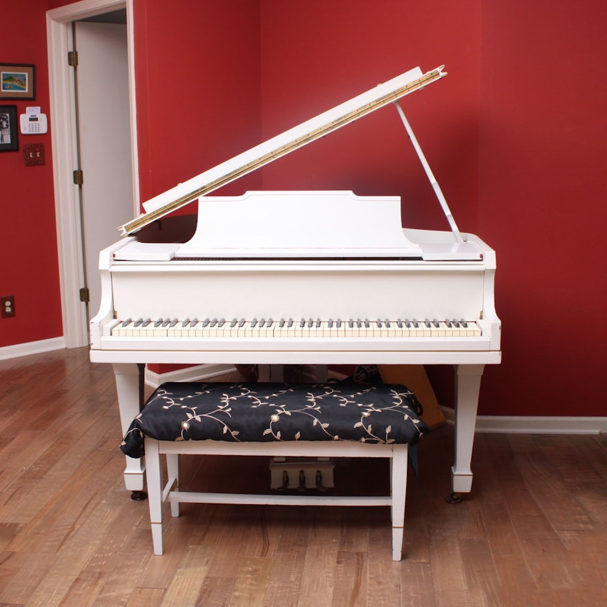 Bush & Gerts White Baby Grand Piano