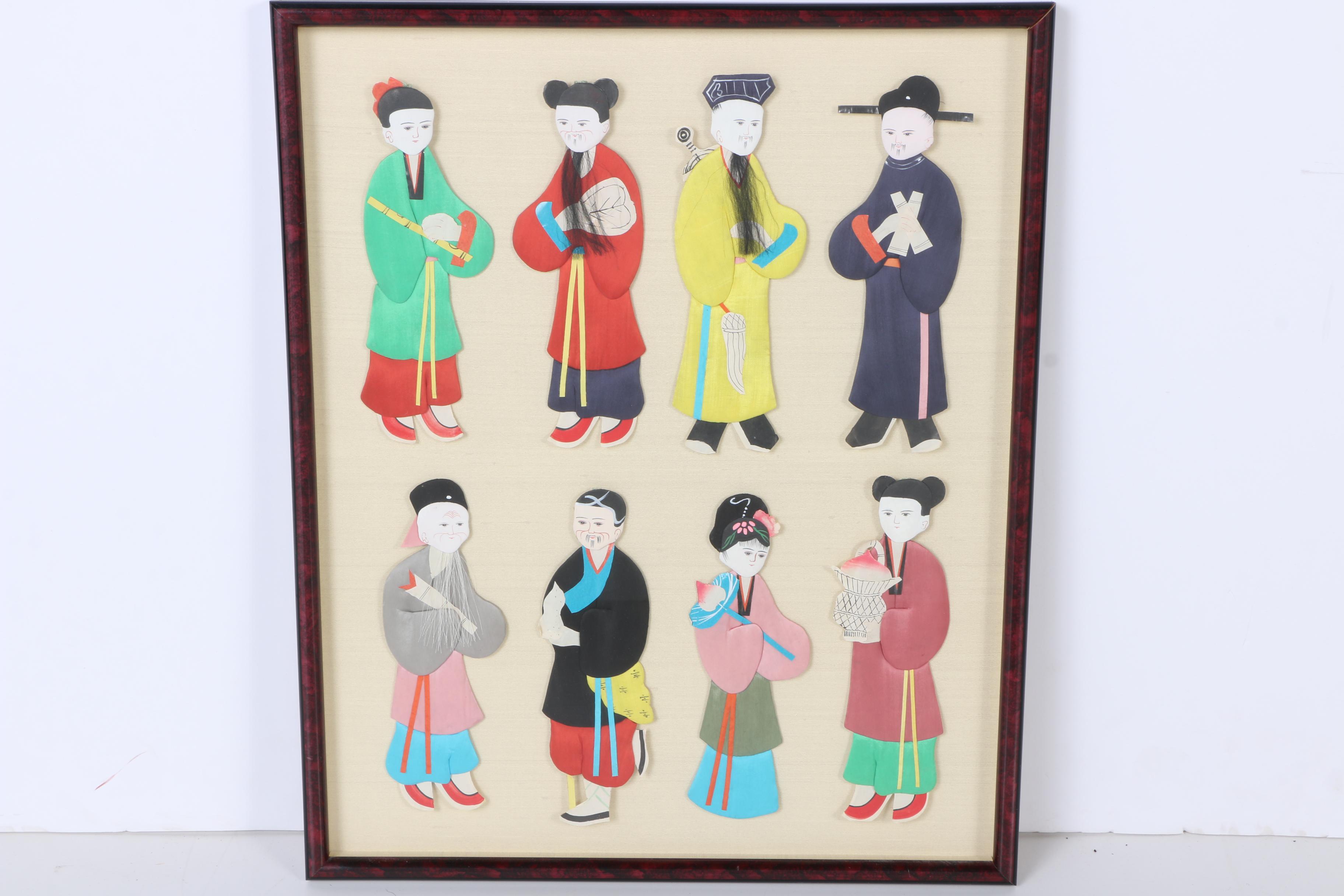 Mixed Media Collage of East Asian Inspired Figures