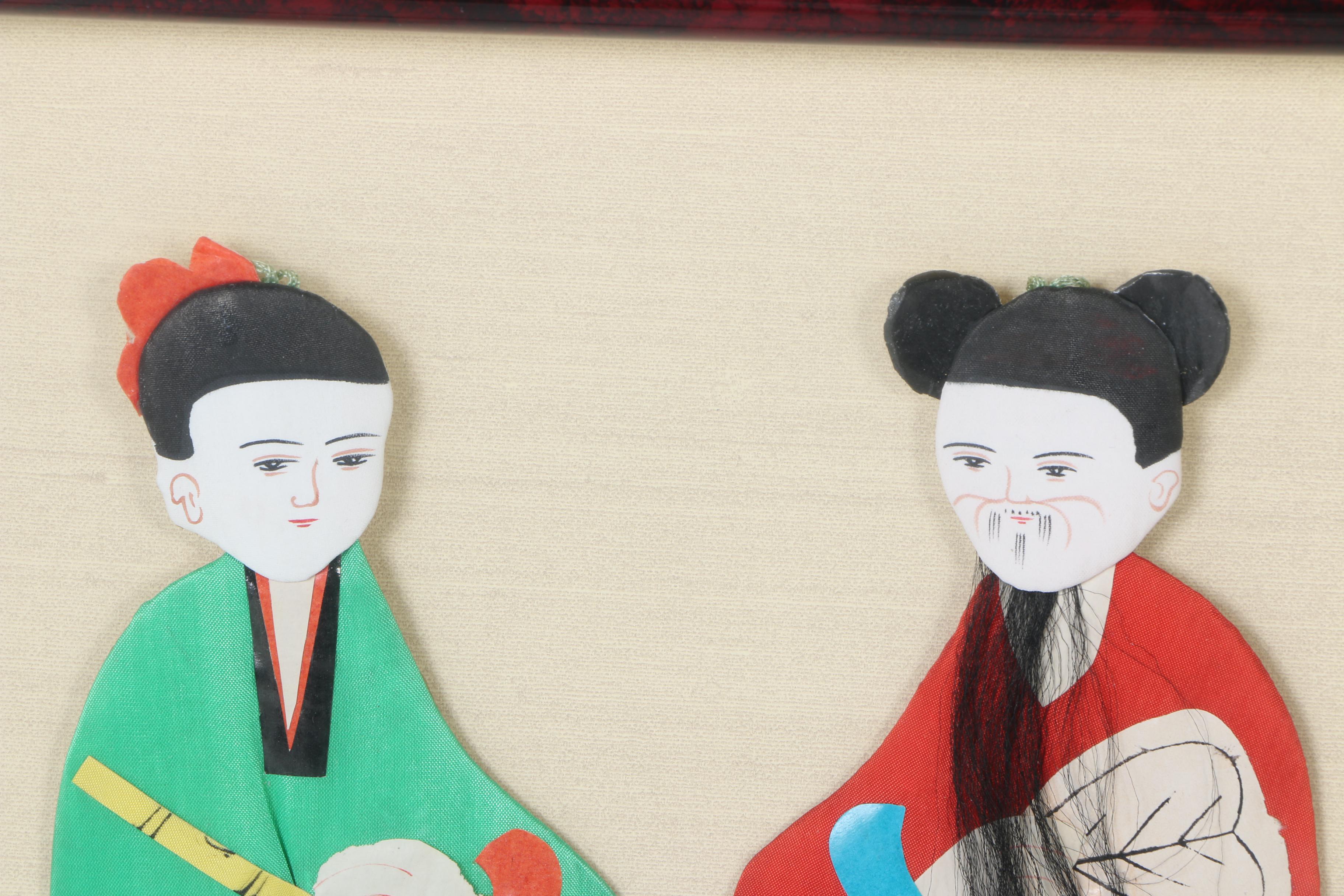 Mixed Media Collage of East Asian Inspired Figures