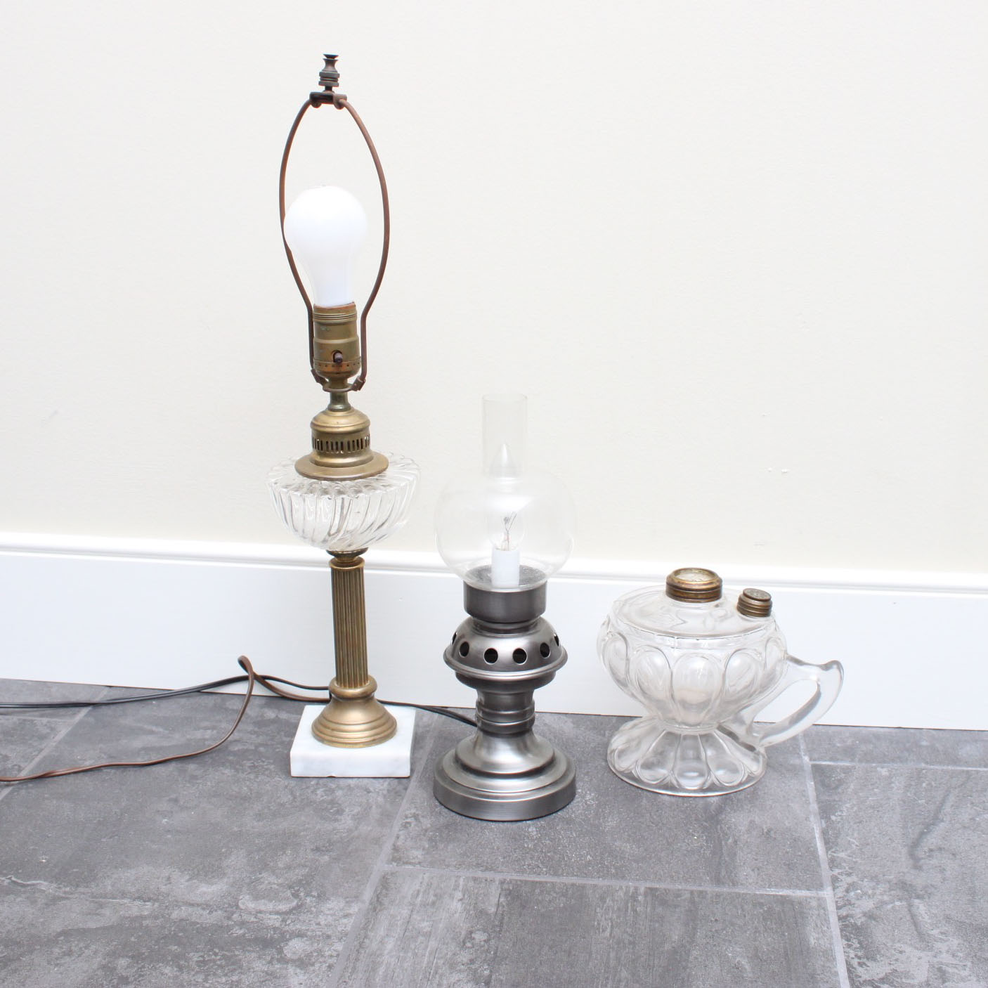 Vintage Lamps and an Oil Lamp