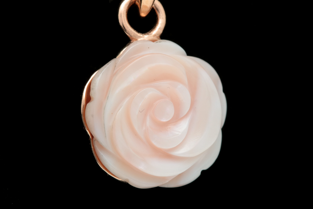 Rose Gold Wash on Sterling Silver and Pink Mother of Pearl Flower Pendant
