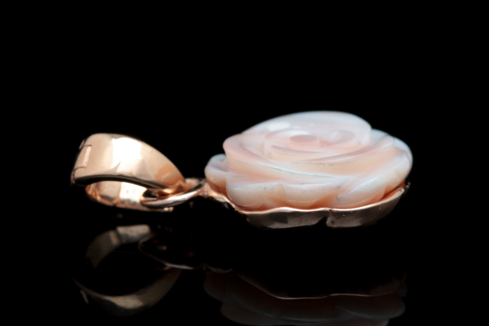 Rose Gold Wash on Sterling Silver and Pink Mother of Pearl Flower Pendant