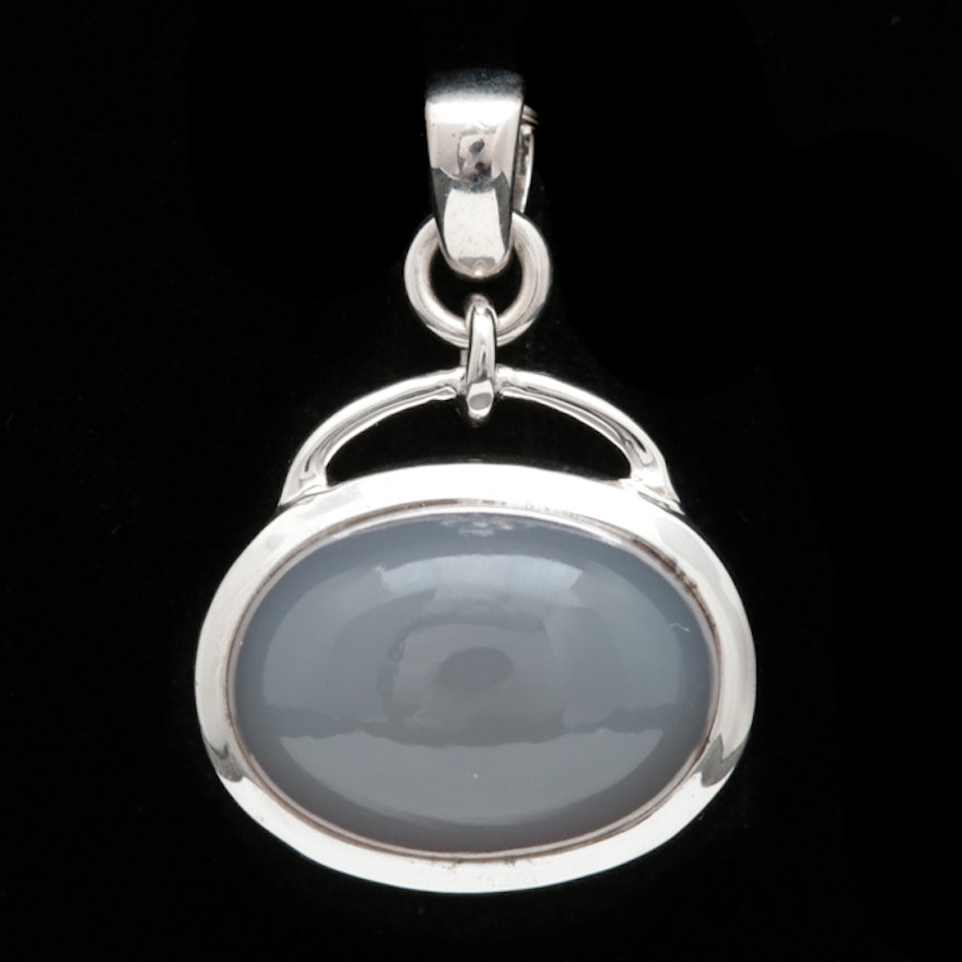 Sterling Silver and Gray Agate Pendant