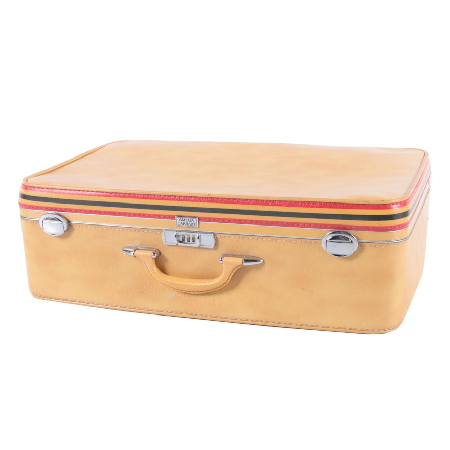 Vintage Amelia Earhart Striped Suitcase