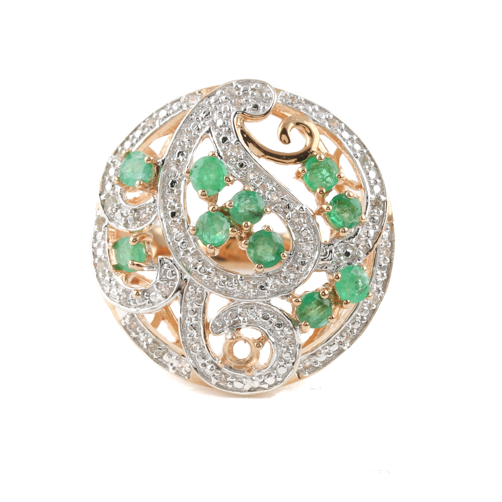 Orianne Gold Wash on Sterling Silver Emerald and White Topaz Bracelet and Ring