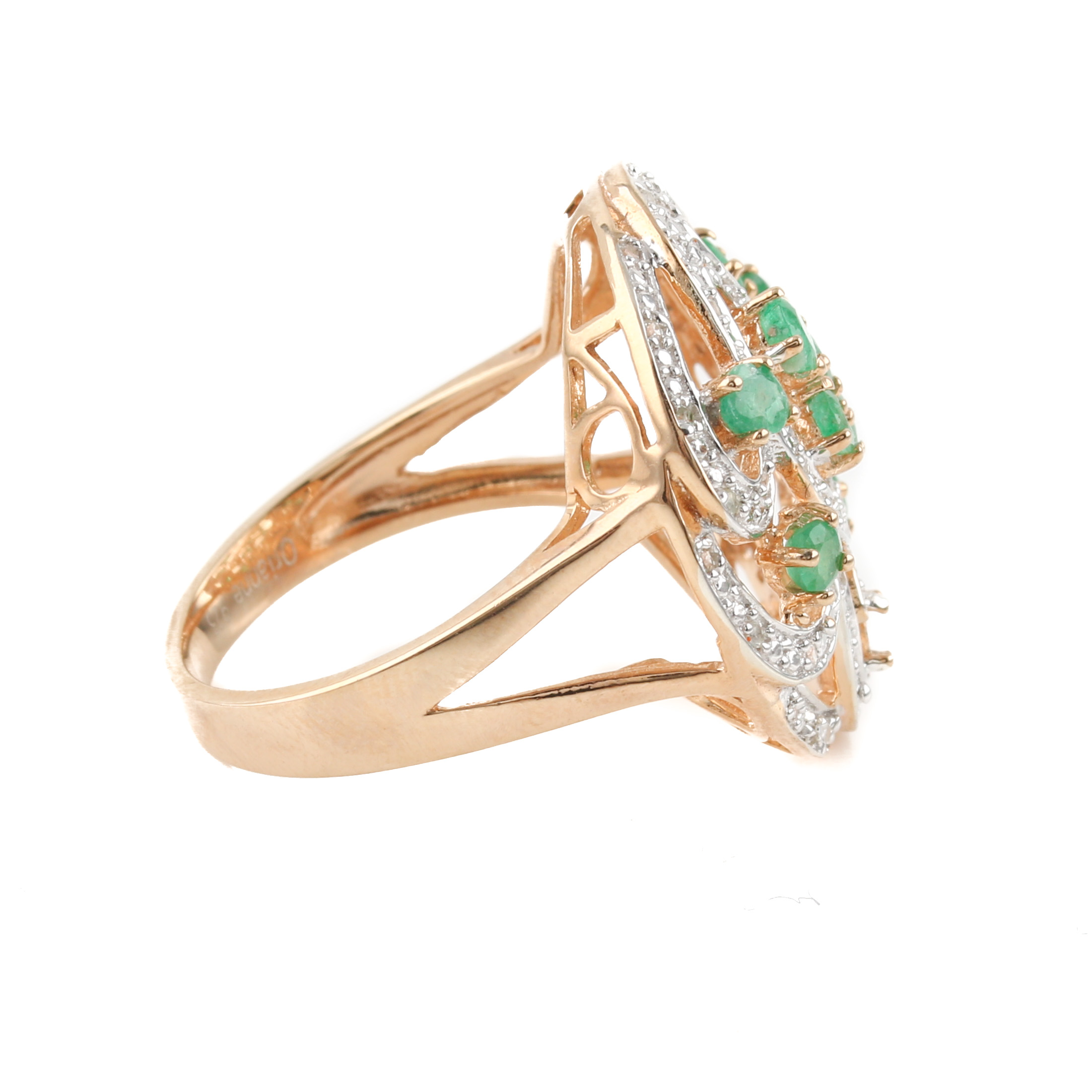 Orianne Gold Wash on Sterling Silver Emerald and White Topaz Bracelet and Ring