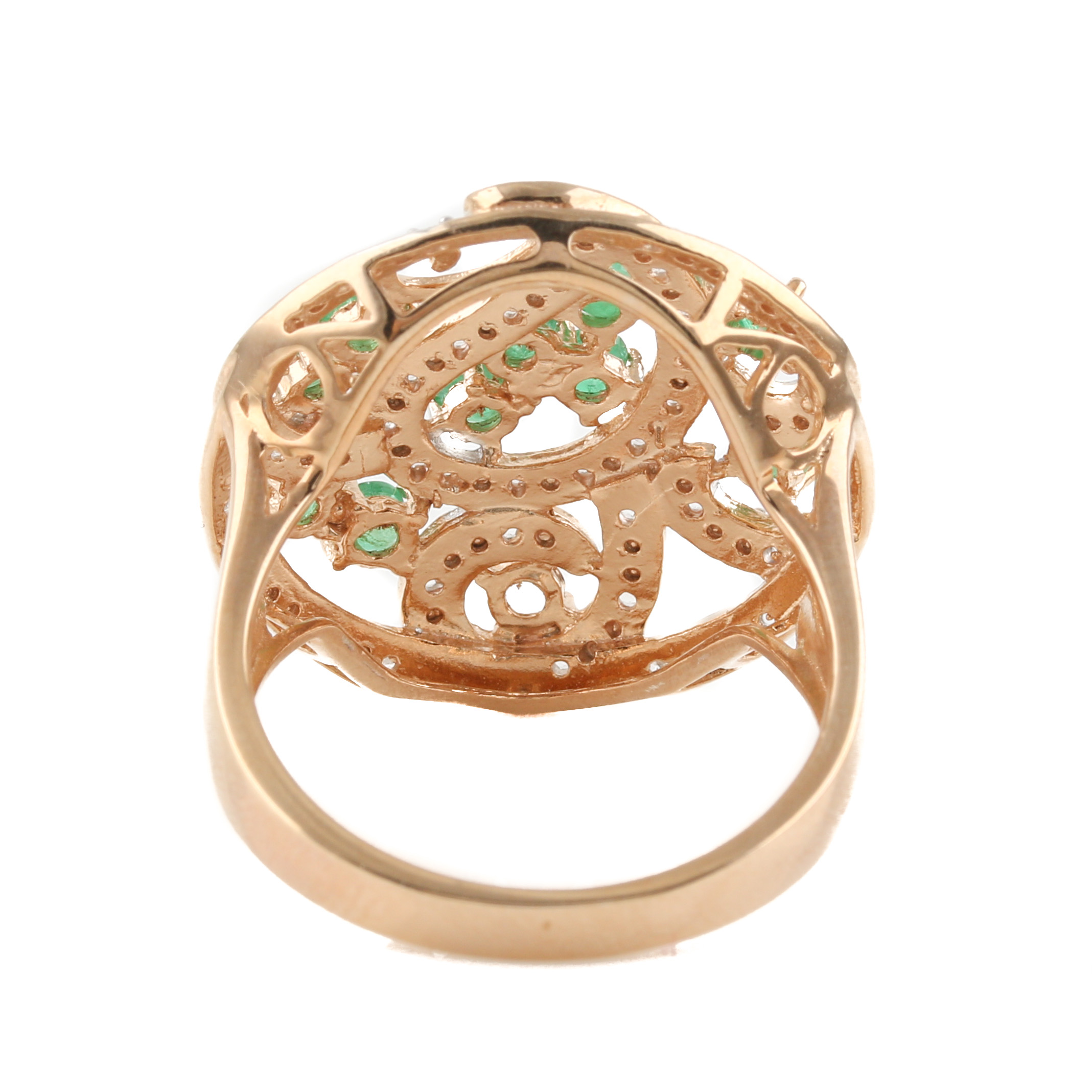 Orianne Gold Wash on Sterling Silver Emerald and White Topaz Bracelet and Ring