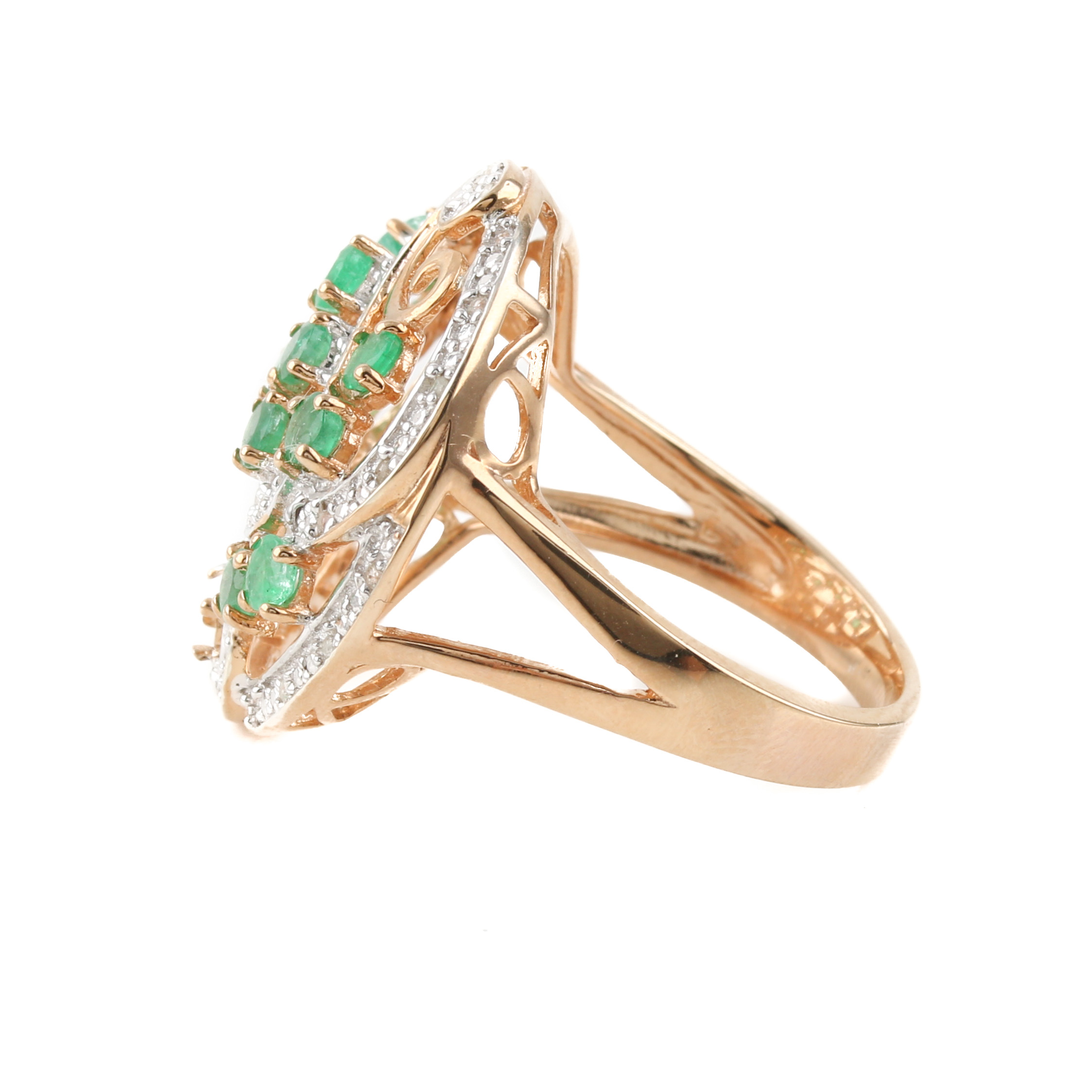 Orianne Gold Wash on Sterling Silver Emerald and White Topaz Bracelet and Ring