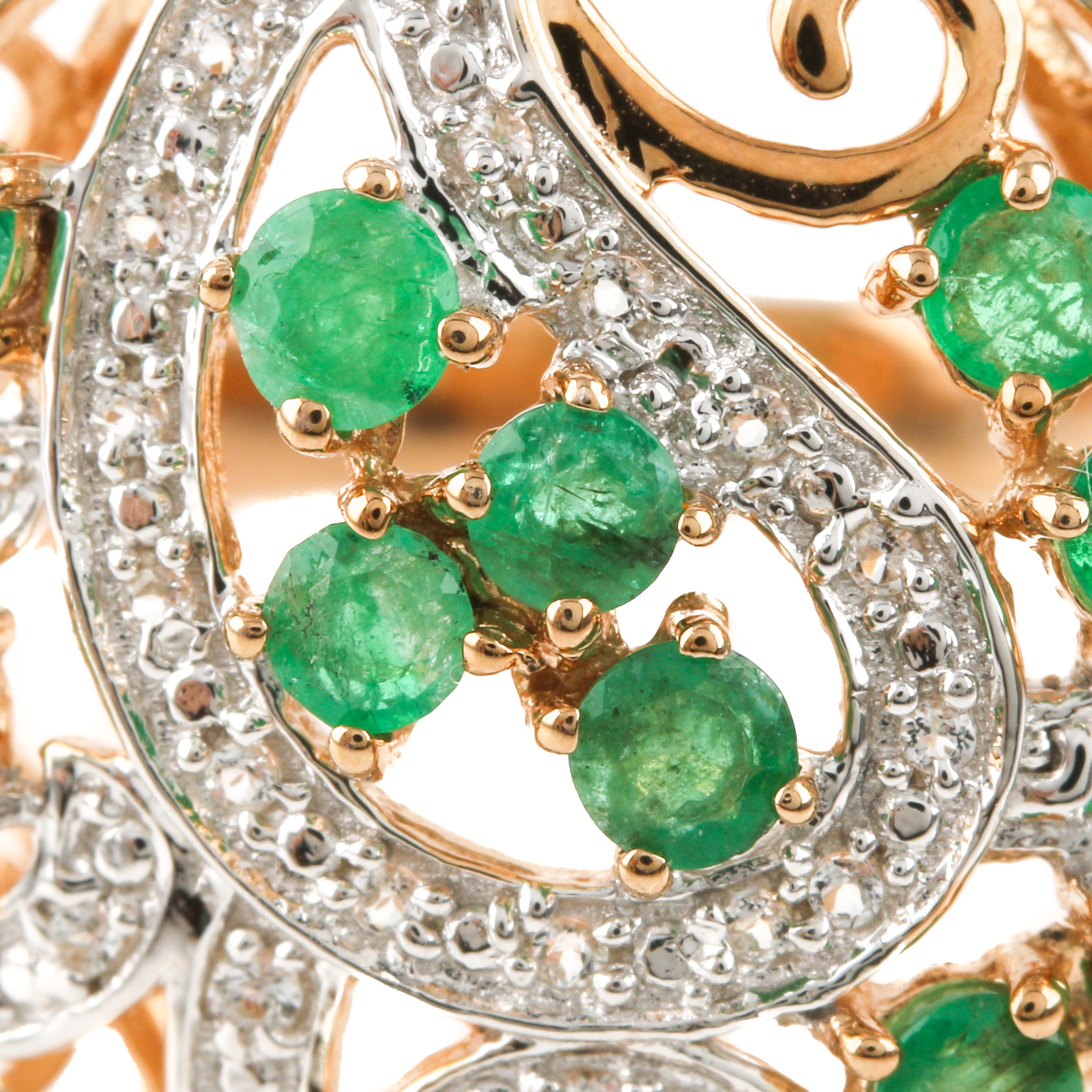 Orianne Gold Wash on Sterling Silver Emerald and White Topaz Bracelet and Ring