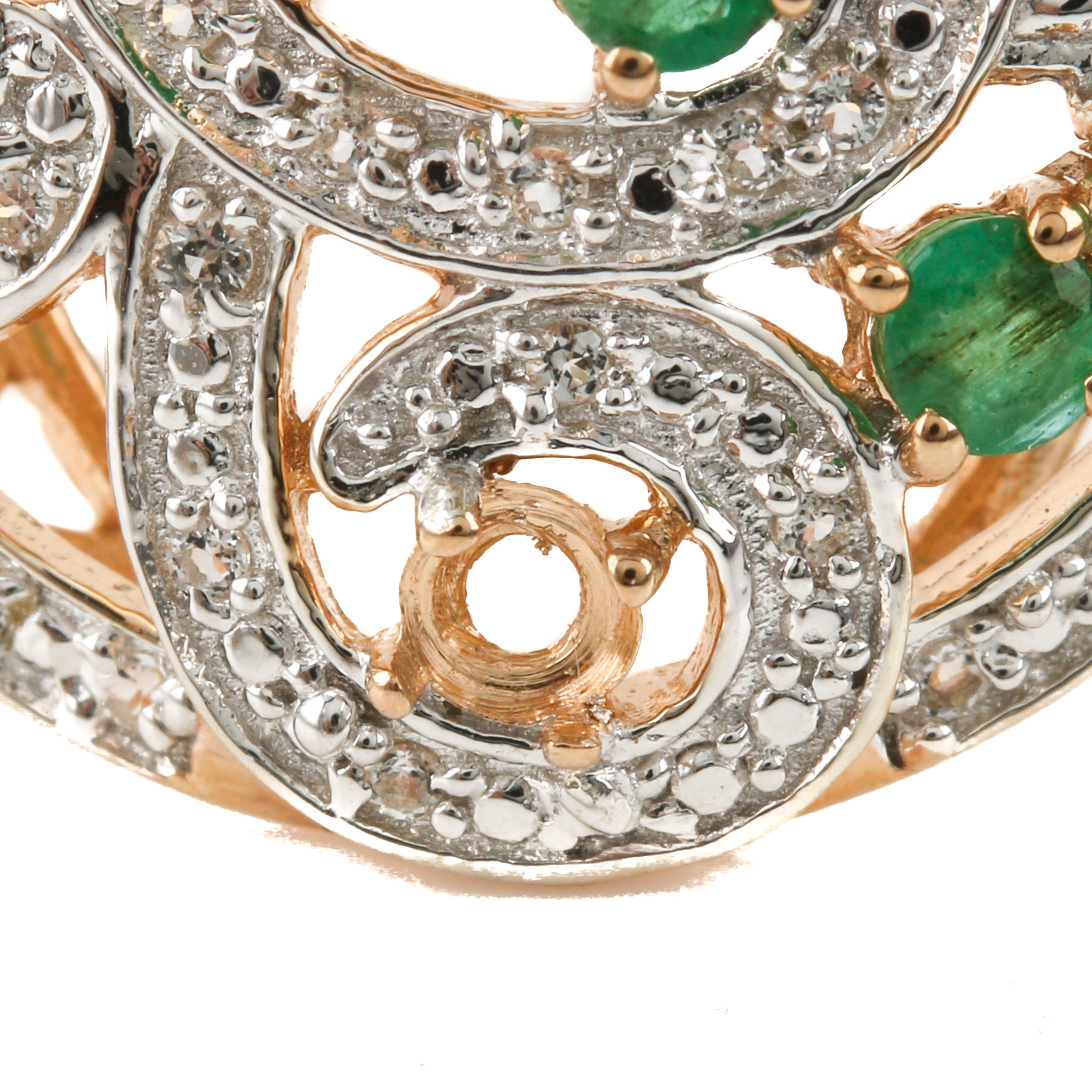 Orianne Gold Wash on Sterling Silver Emerald and White Topaz Bracelet and Ring