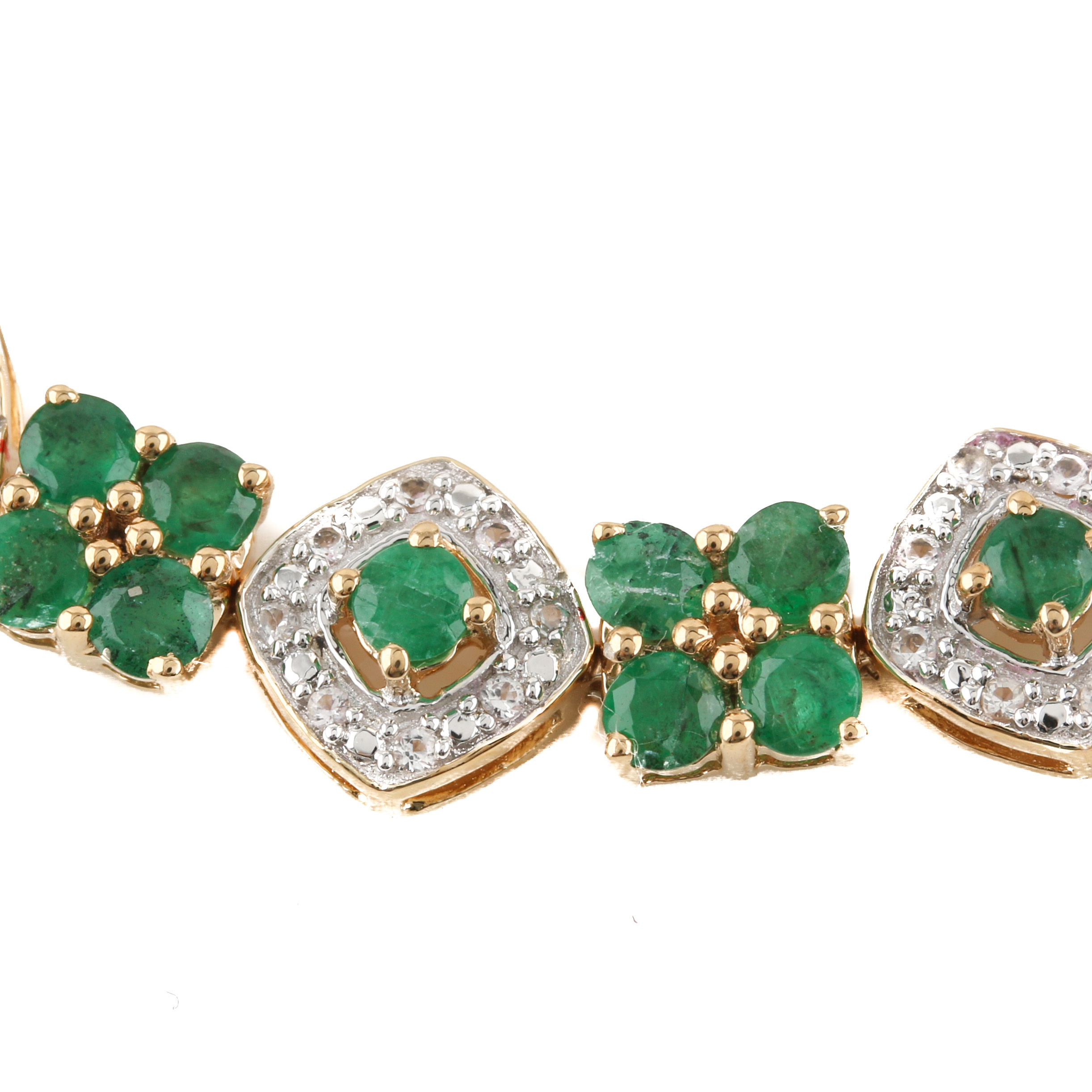 Orianne Gold Wash on Sterling Silver Emerald and White Topaz Bracelet and Ring